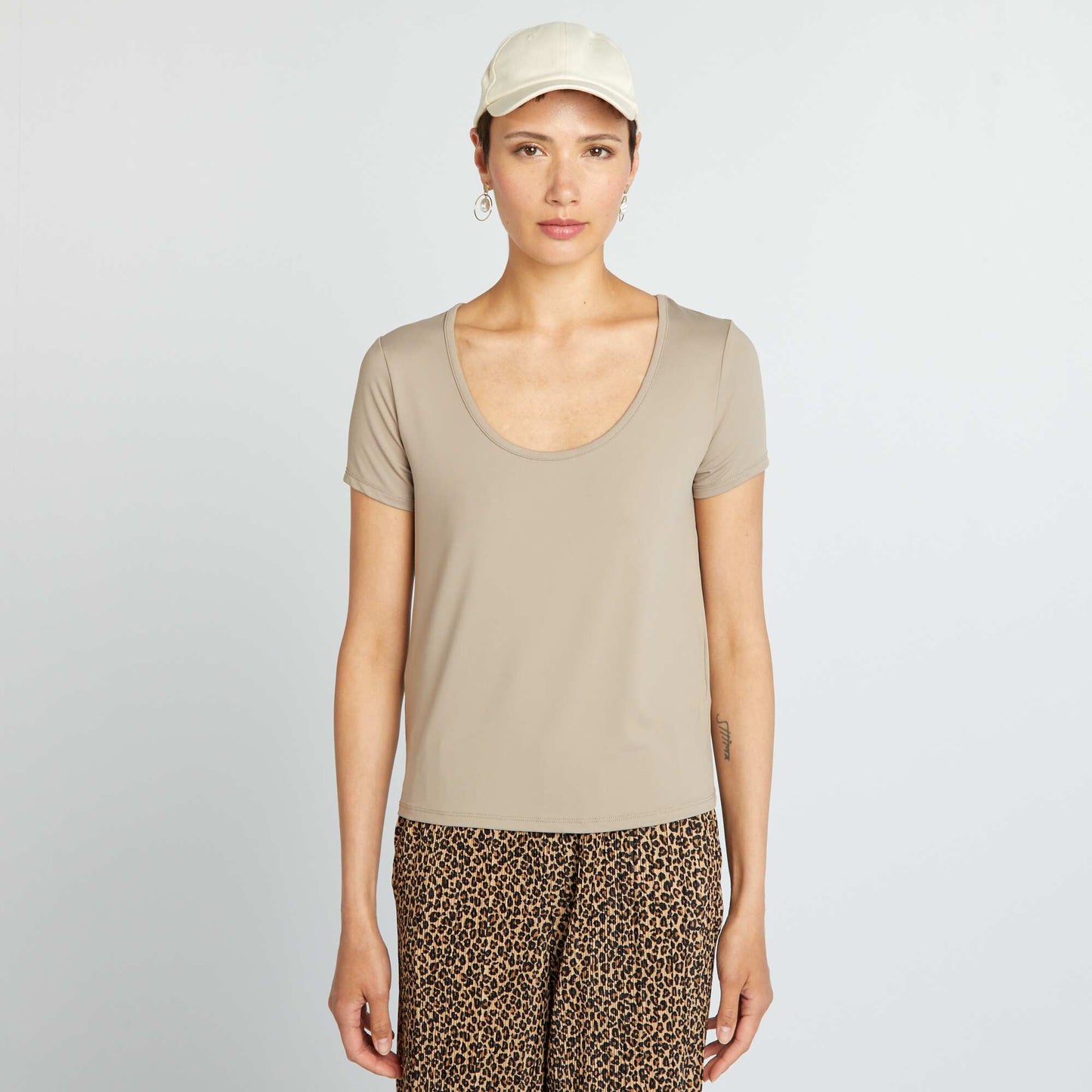 T-shirt manches courtes en microfibre Beige