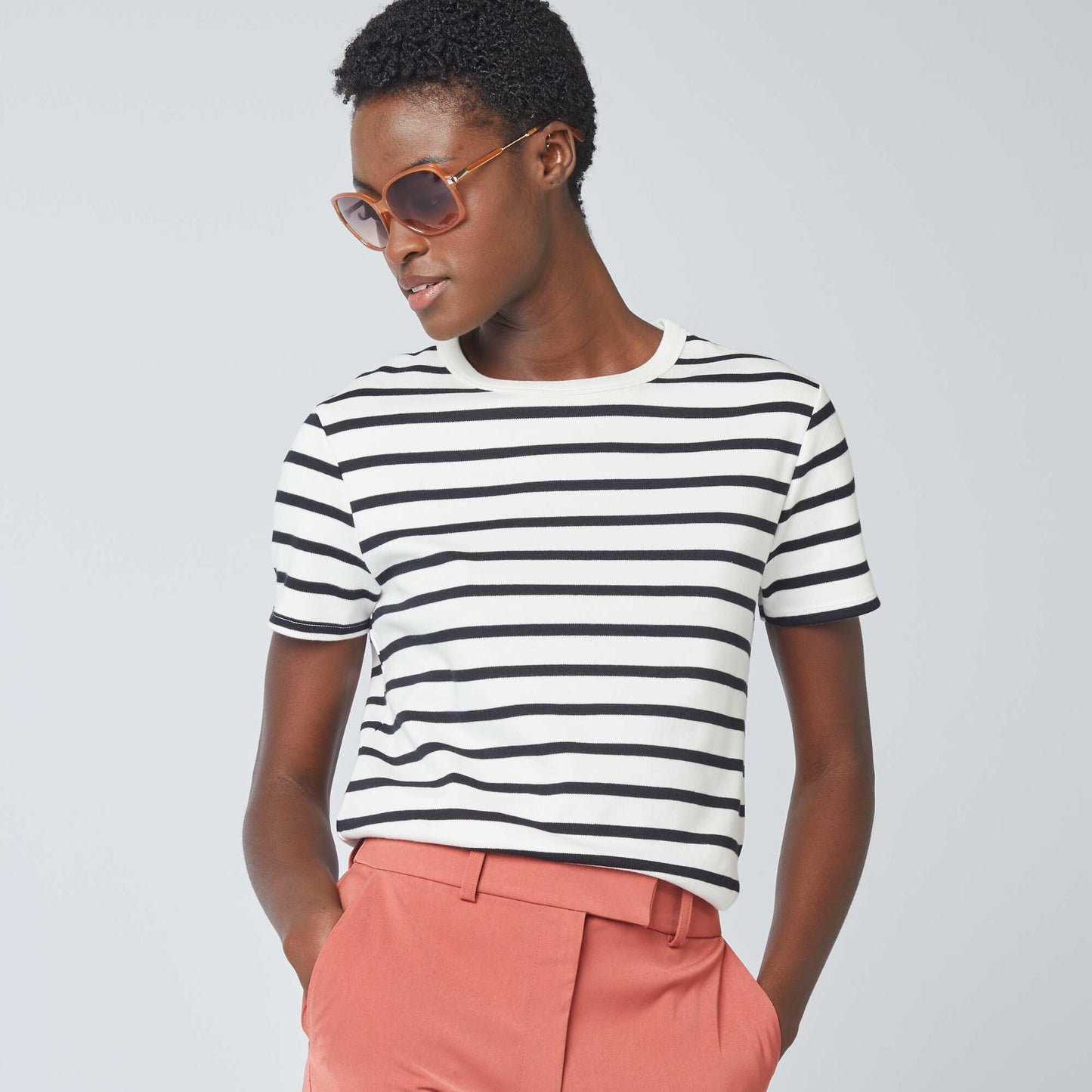 T-shirt en coton pais Marine