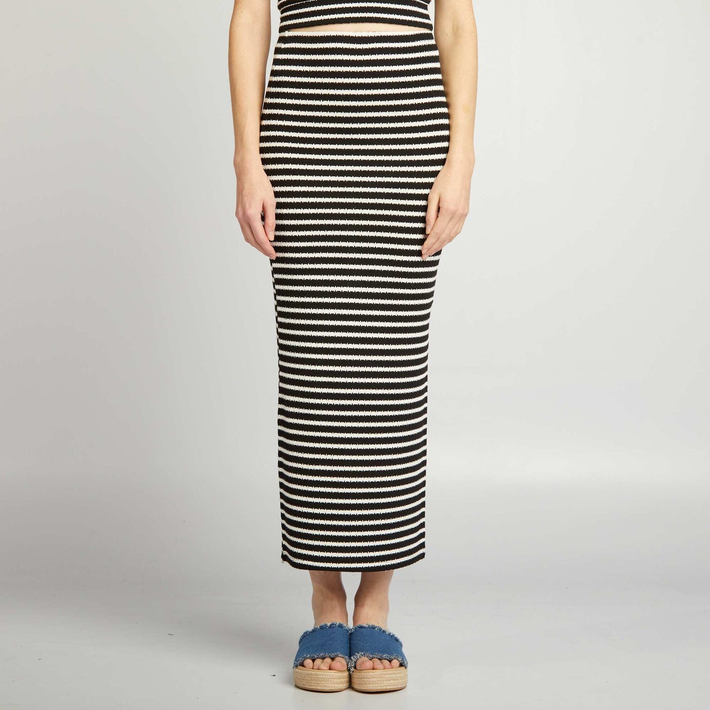 Jupe midi en maille Noir ray