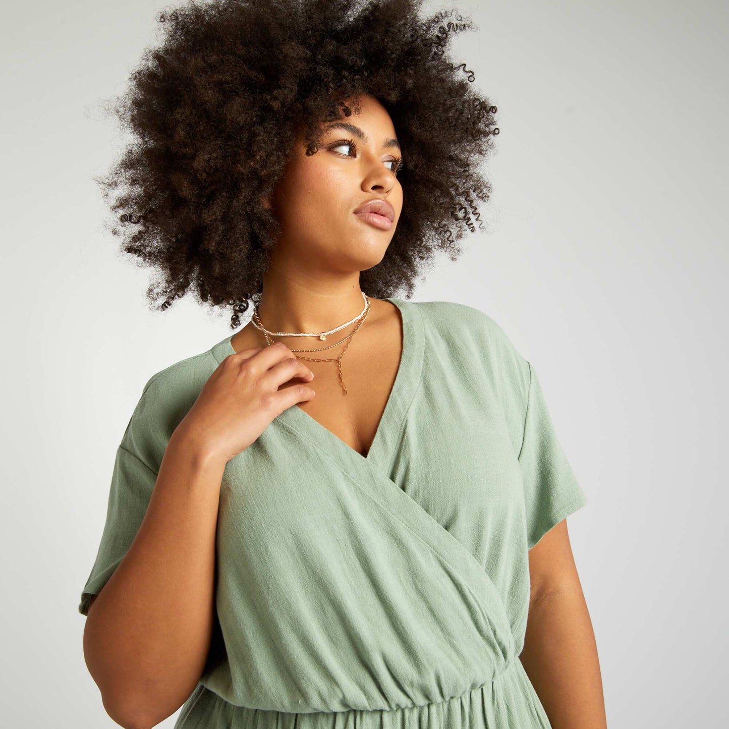 Robe courte cache-c ur Vert