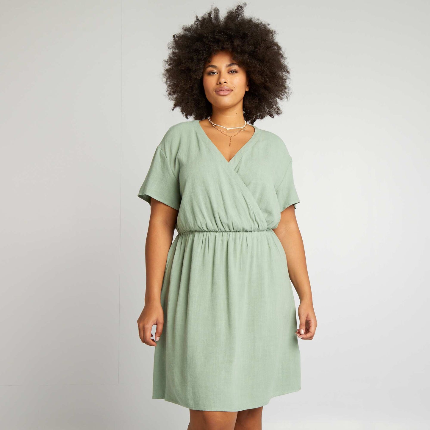 Robe courte cache-c ur Vert