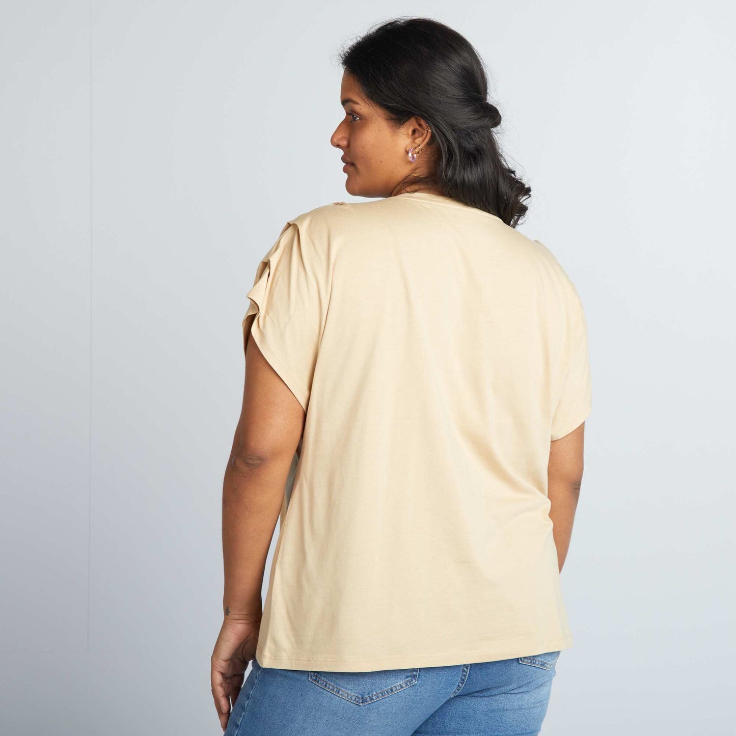 T-shirt uni manches courtes Beige