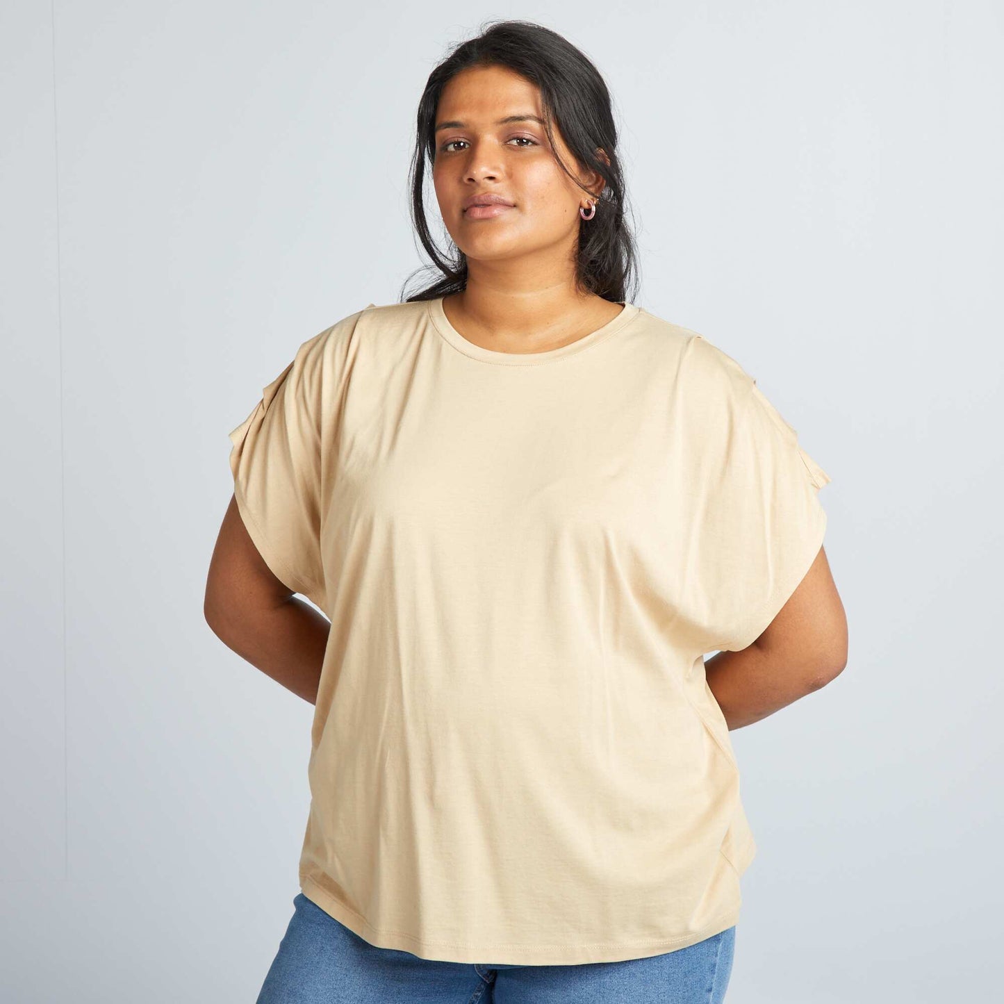T-shirt uni manches courtes Beige
