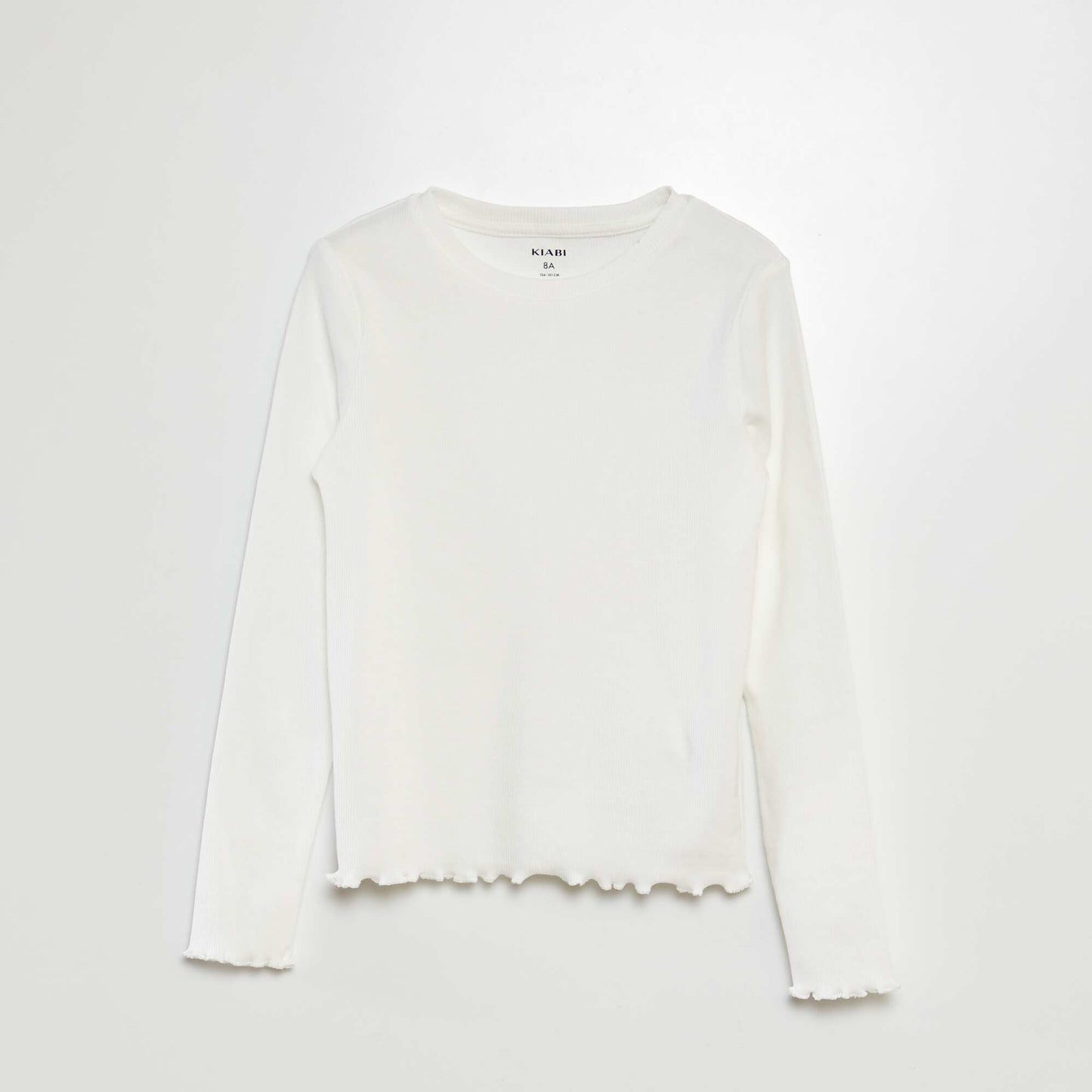 T-shirt côtelé manches longues Blanc