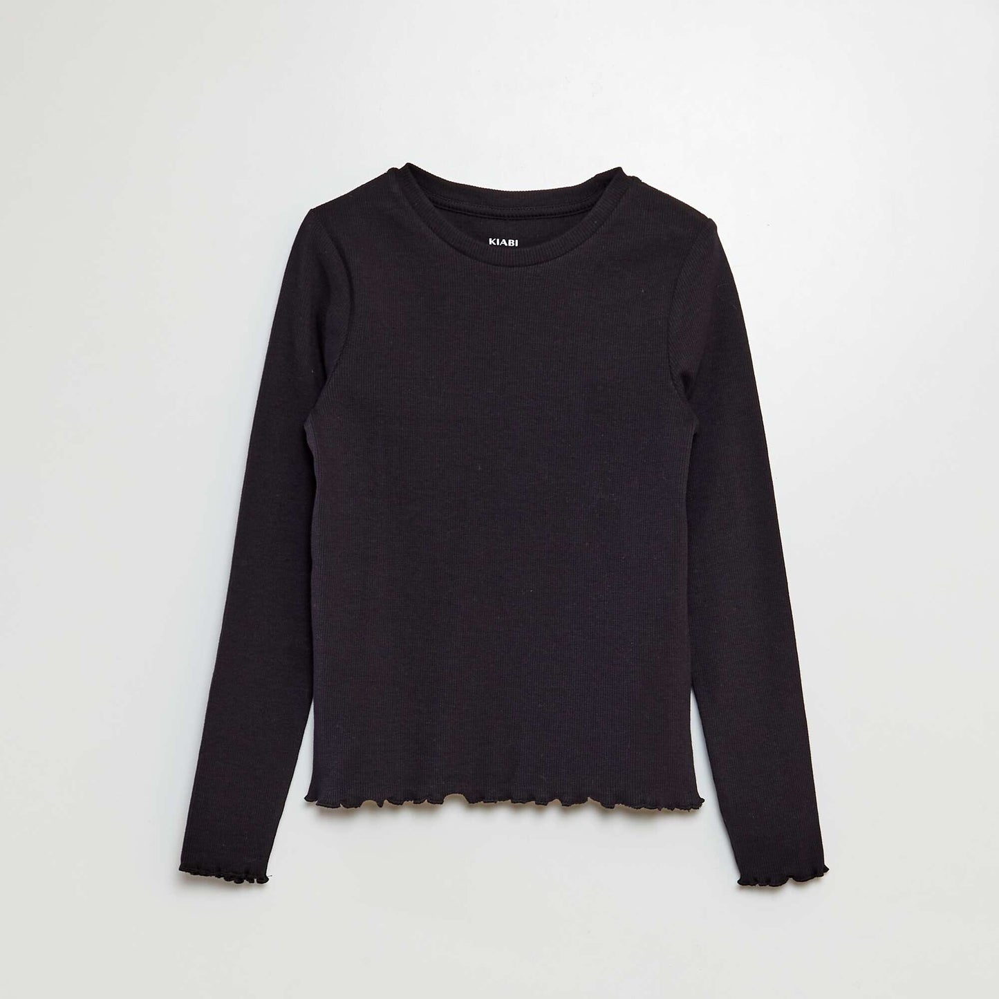 T-shirt côtelé manches longues Noir