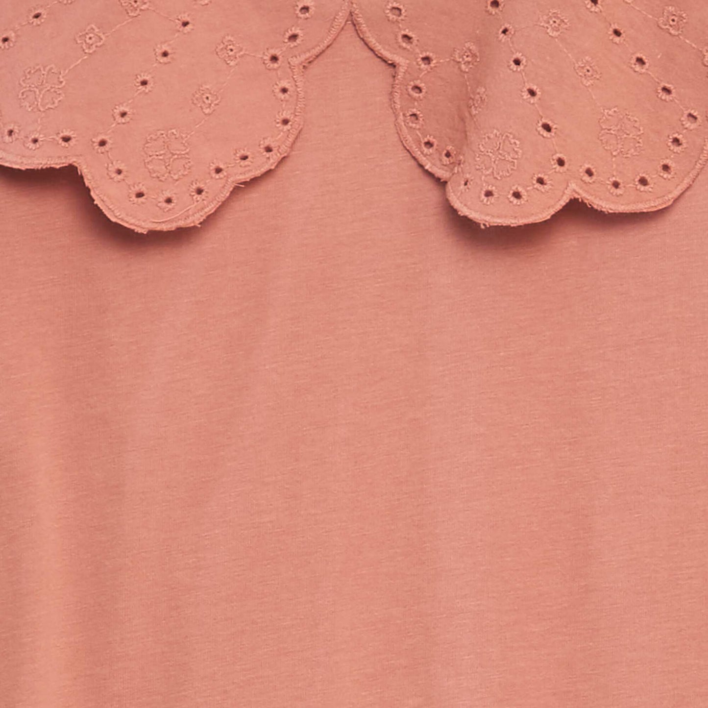 T-shirt col en broderie anglaise Rose