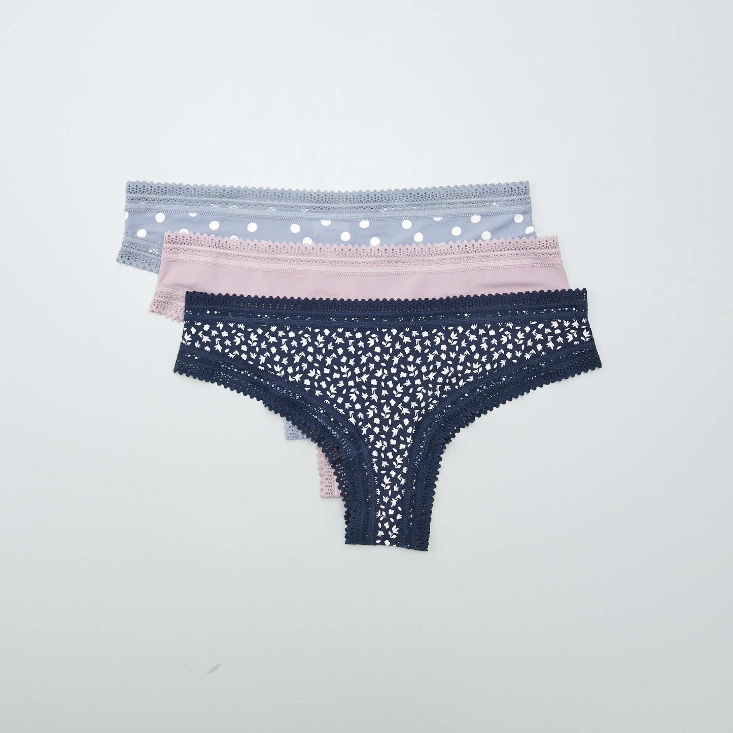 Lot de 3 tangas en microfibre imprim VIOLET