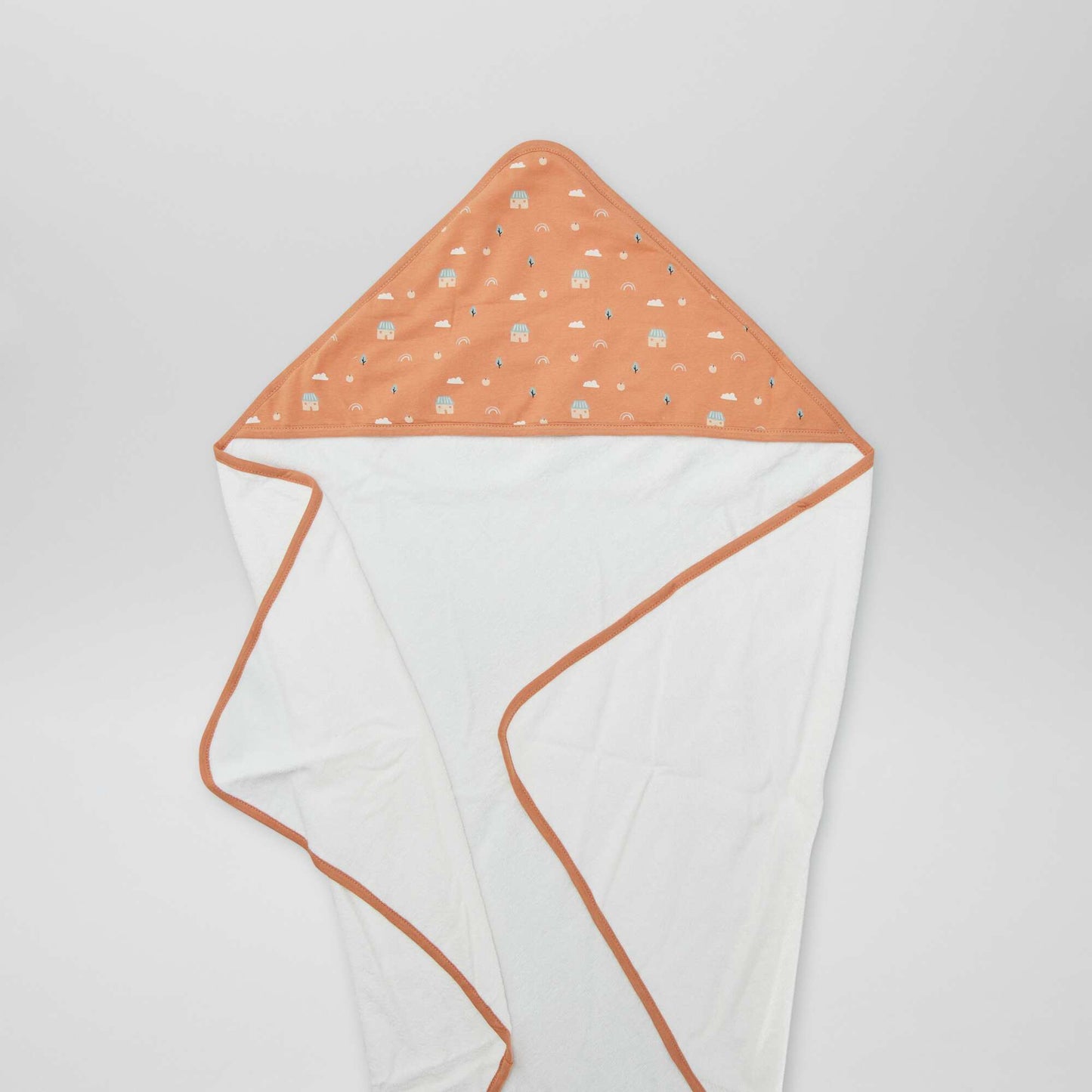Cape de bain en ponge avec capuche imprim e Marron