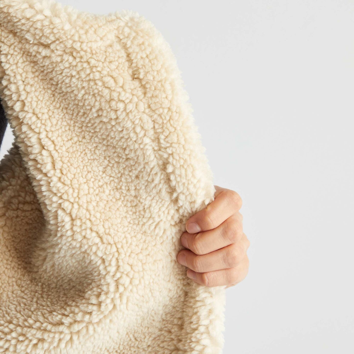 Veste sans manches en su dine et sherpa Beige