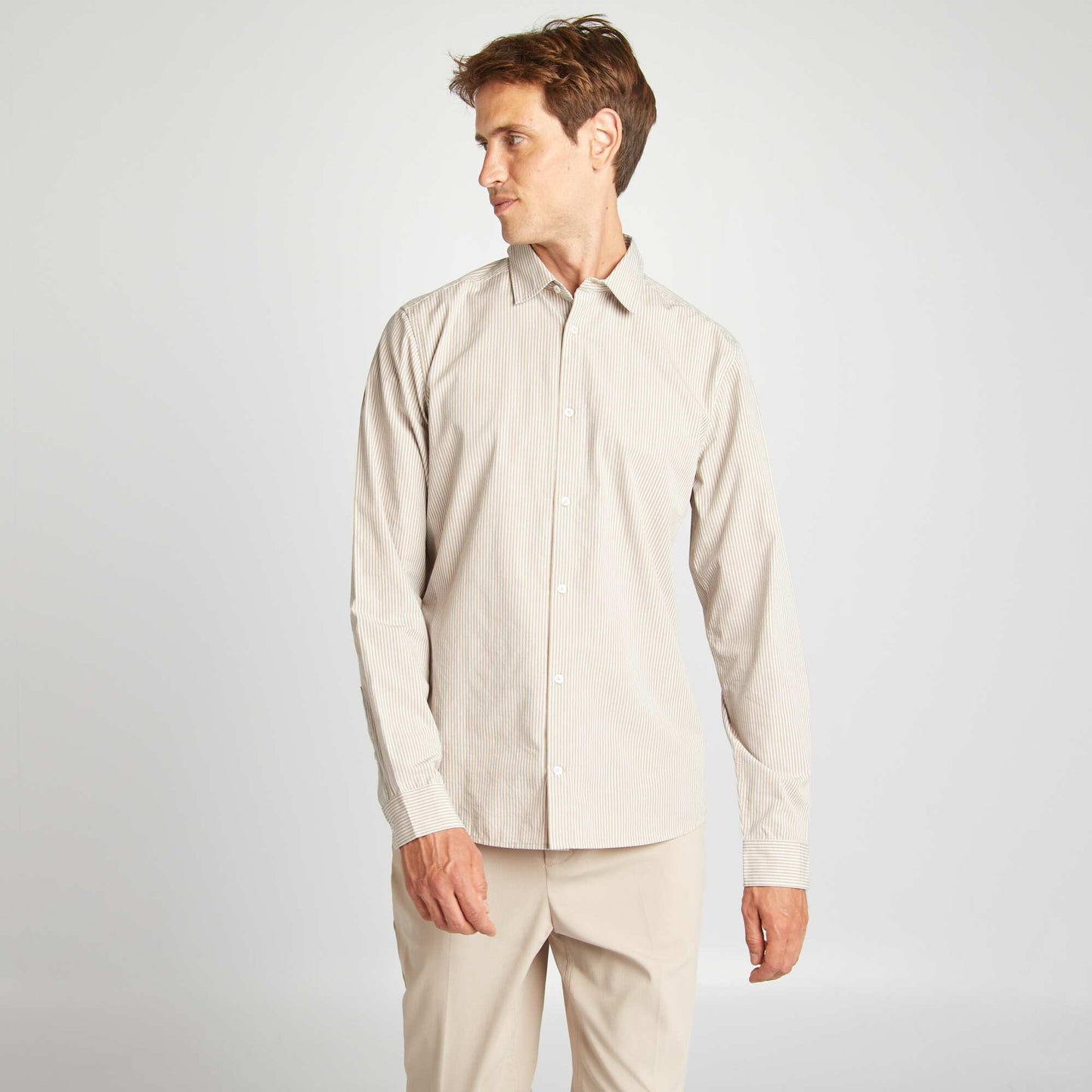 Chemise rayures beige