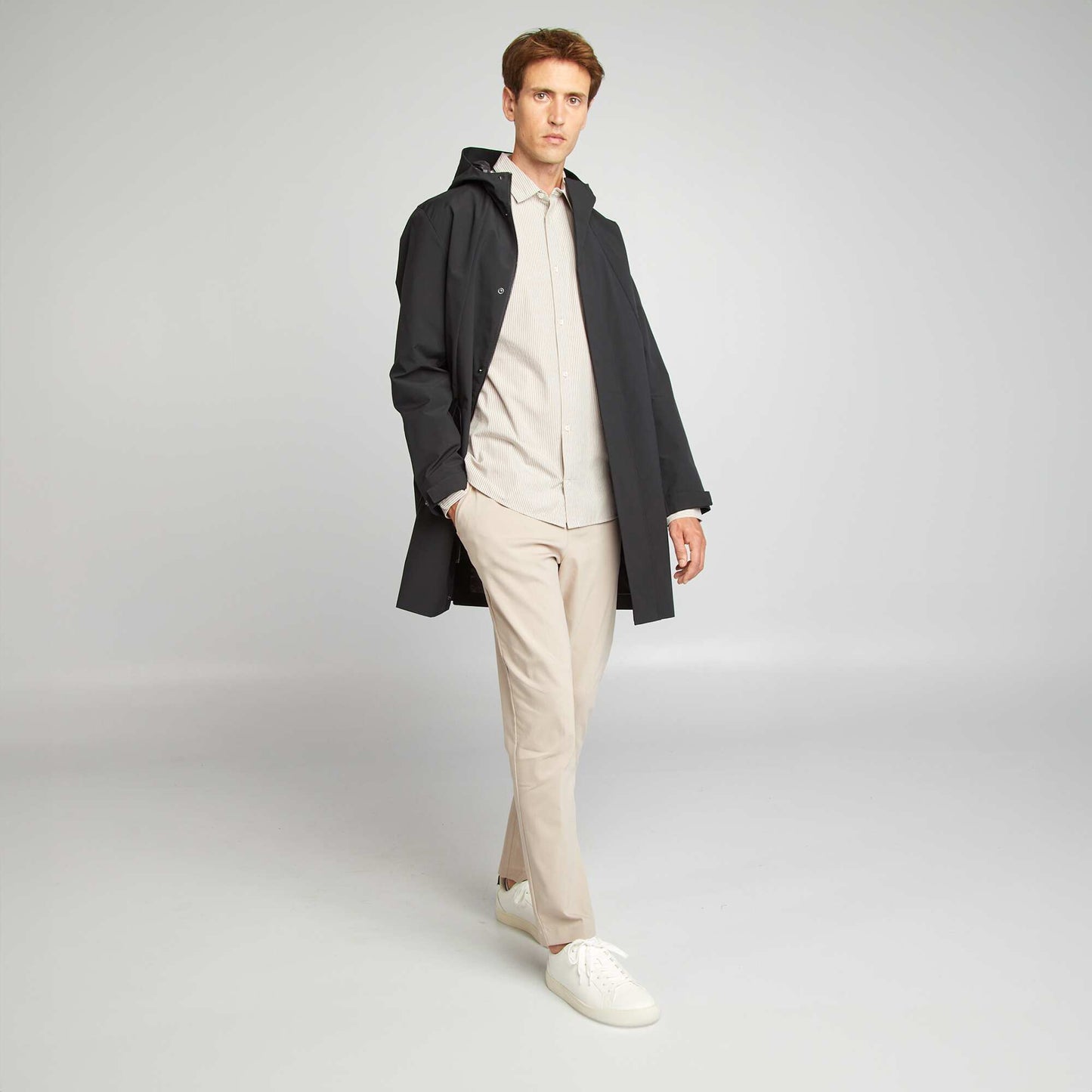 Chemise rayures beige