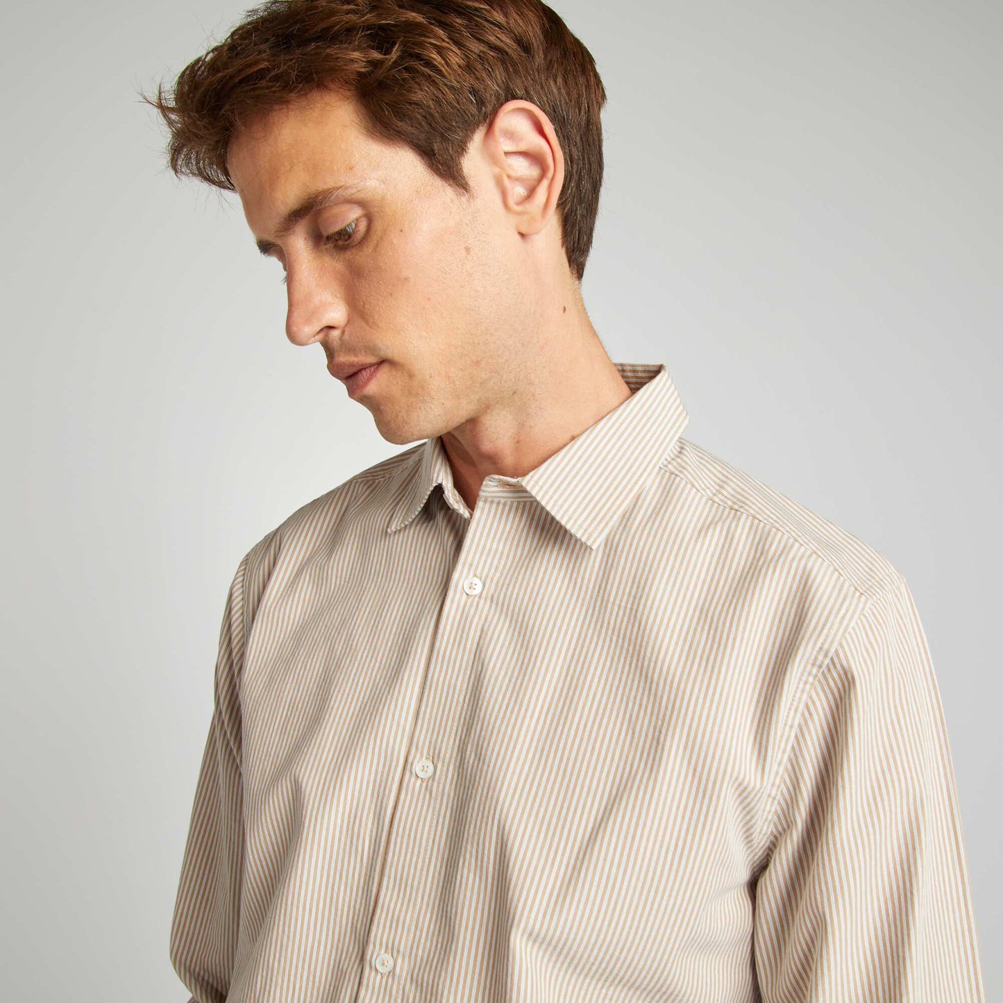 Chemise rayures beige