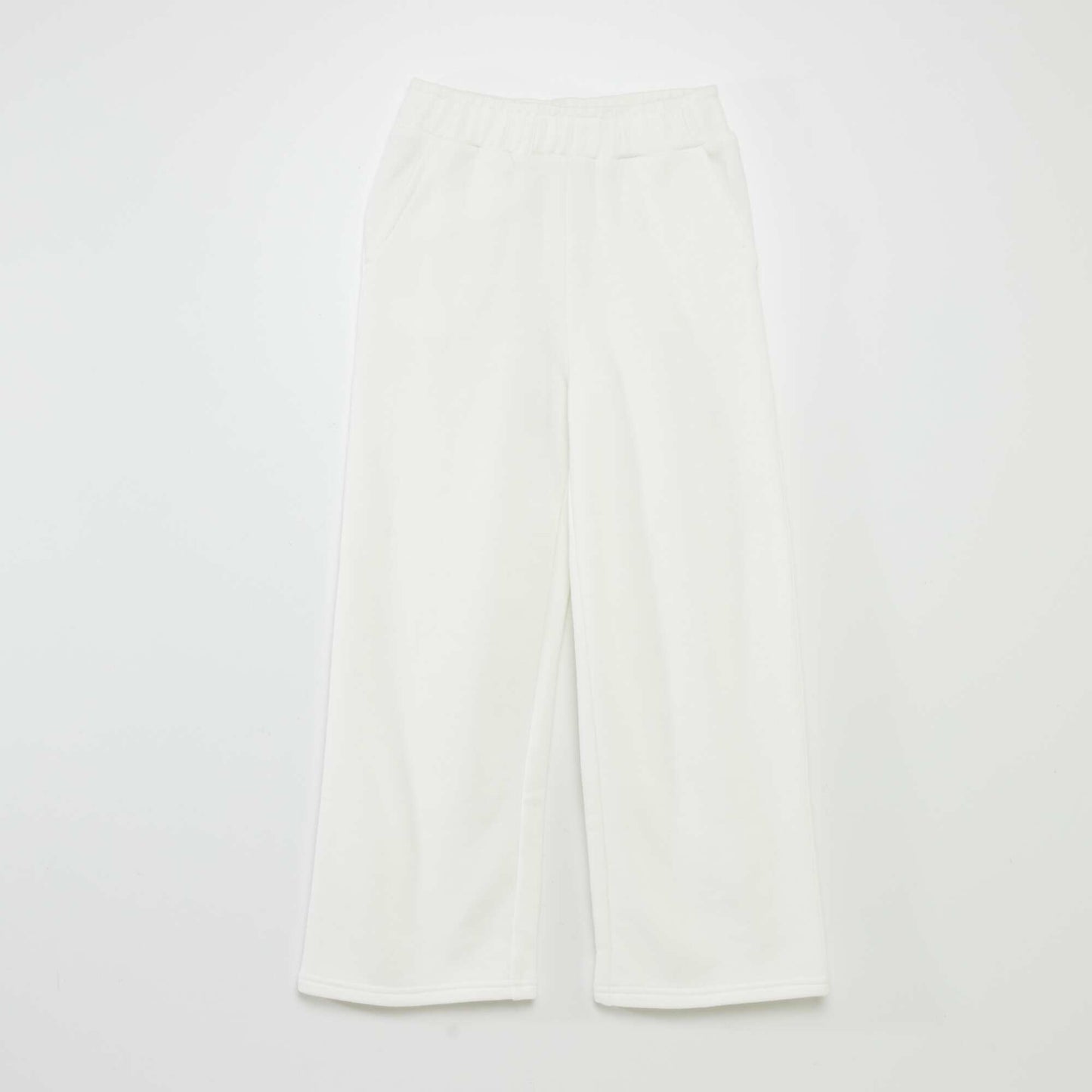 Pantalon wide leg taille lastiqu e blanc