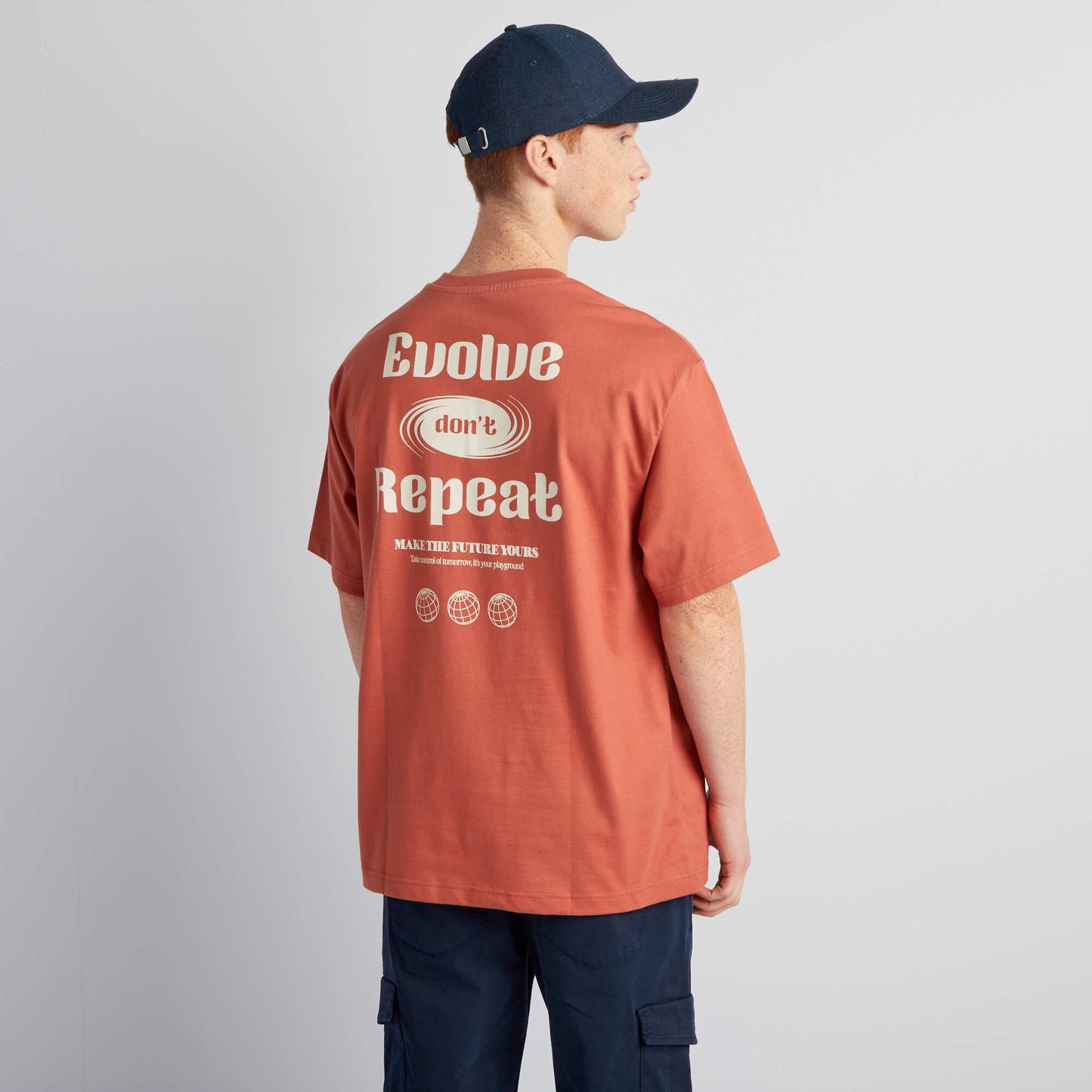 T-shirt droit col rond et imprim Rouge clair
