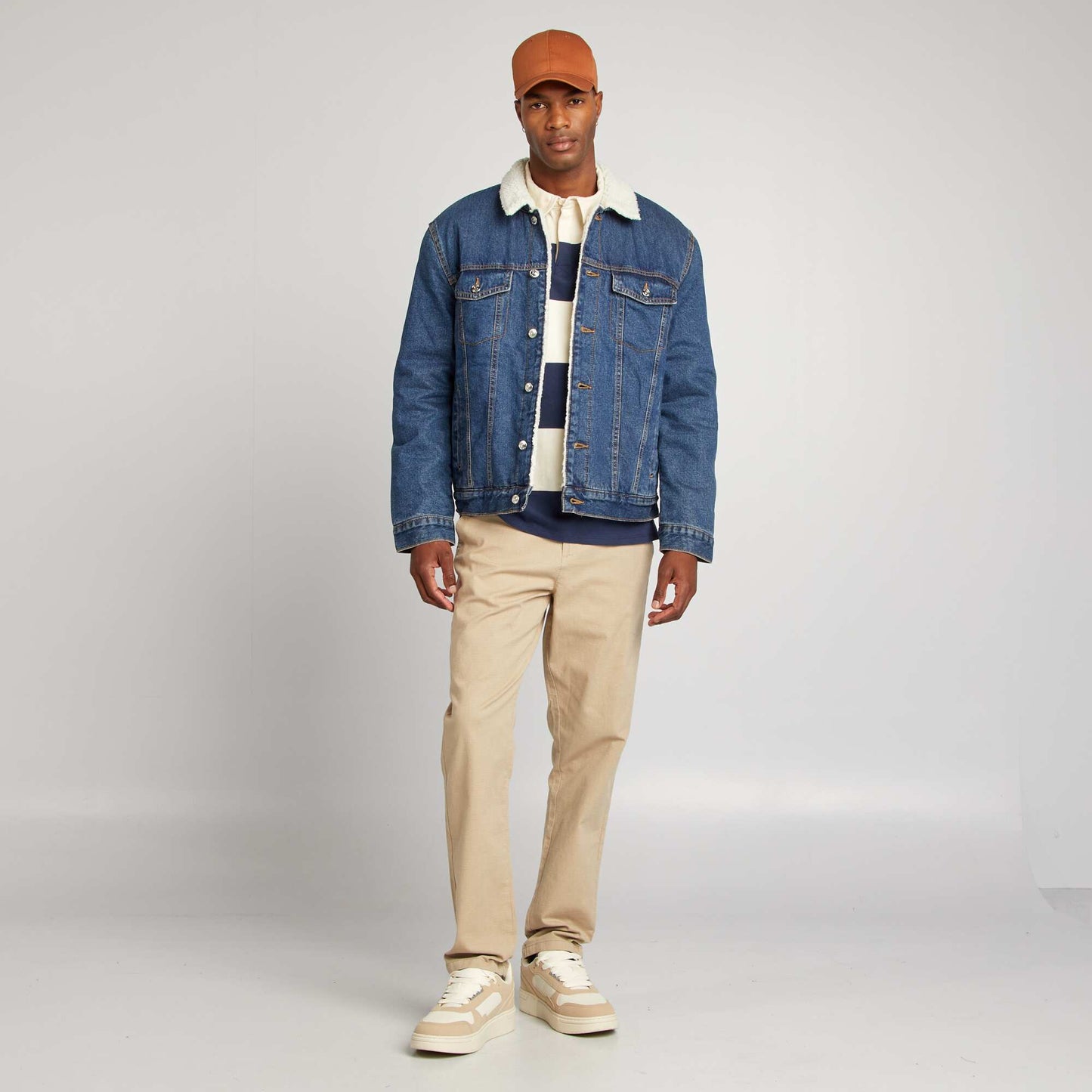 Blouson en denim type aviateur Bleu