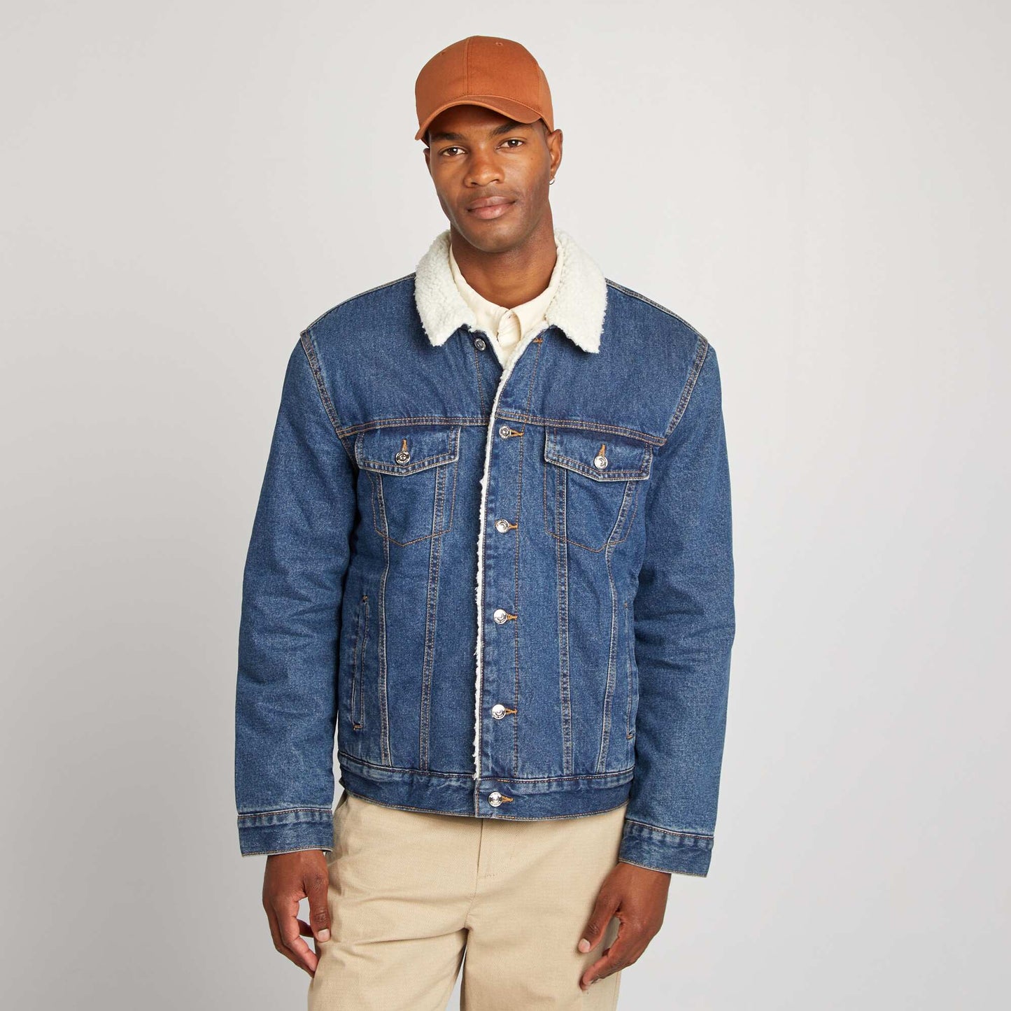 Blouson en denim type aviateur Bleu