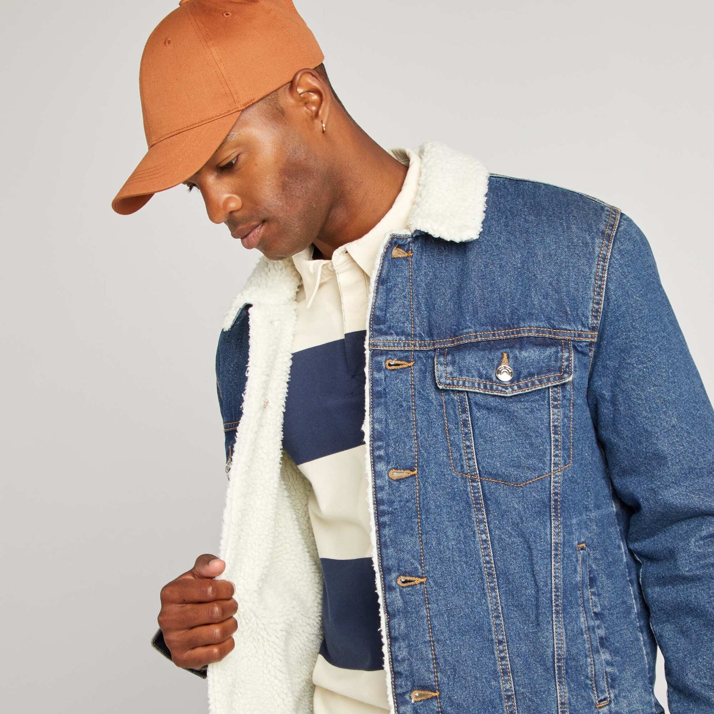 Blouson en denim type aviateur Bleu