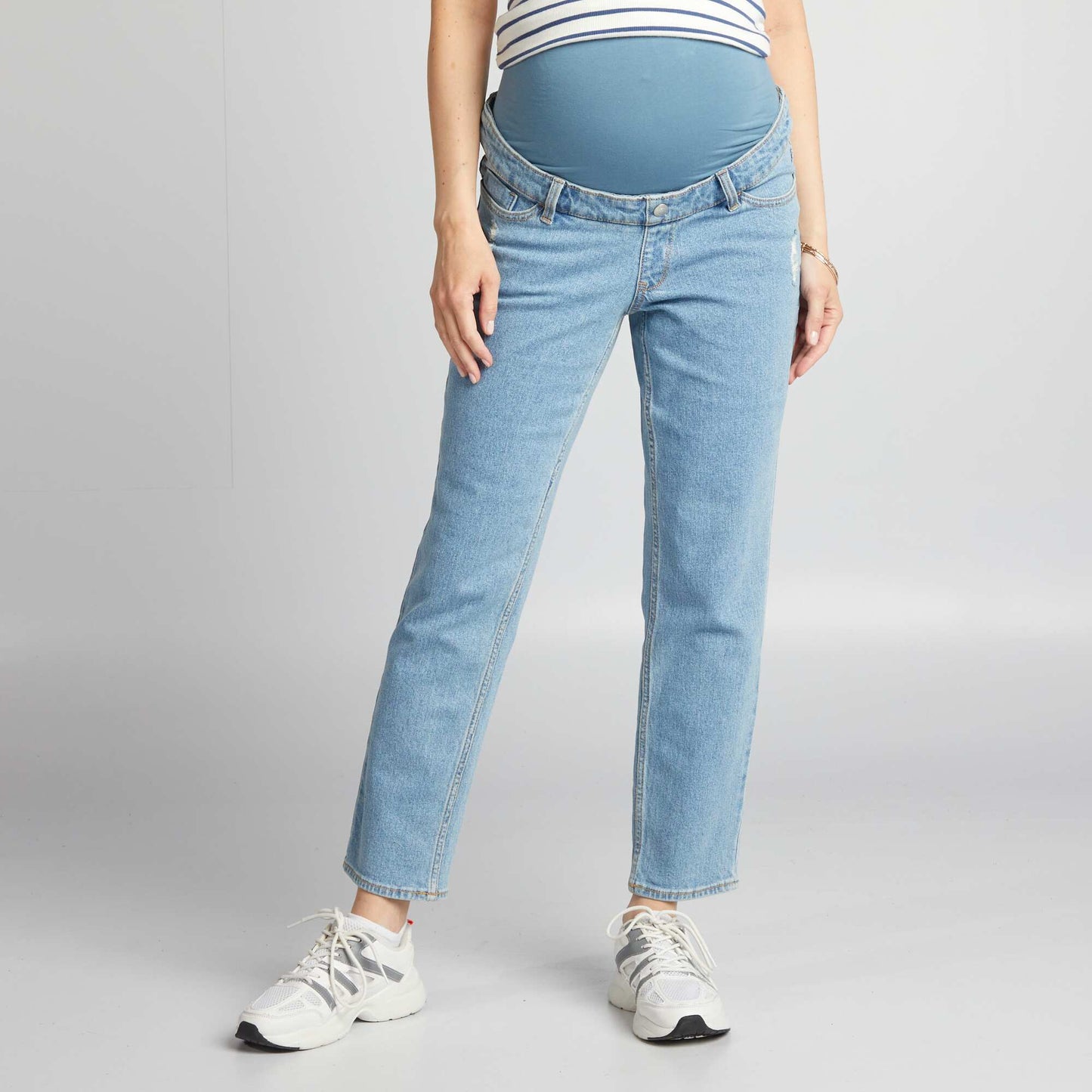 Jean grossesse coupe droite avec bandeau Triple stone
