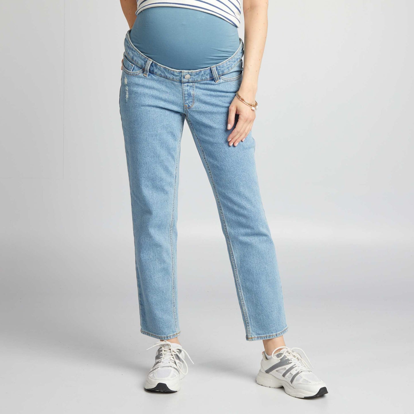 Jean grossesse coupe droite avec bandeau Triple stone