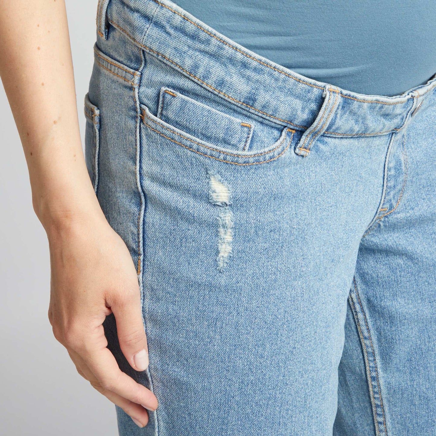 Jean grossesse coupe droite avec bandeau Triple stone