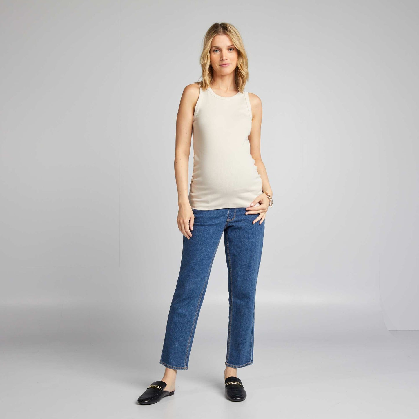 Jean grossesse coupe droite avec bandeau Stone
