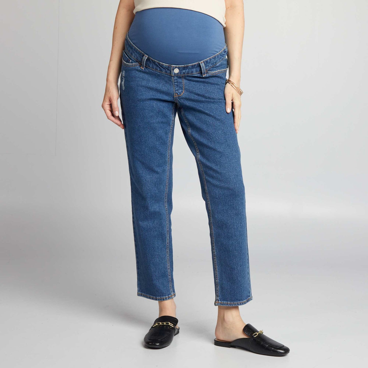 Jean grossesse coupe droite avec bandeau Stone