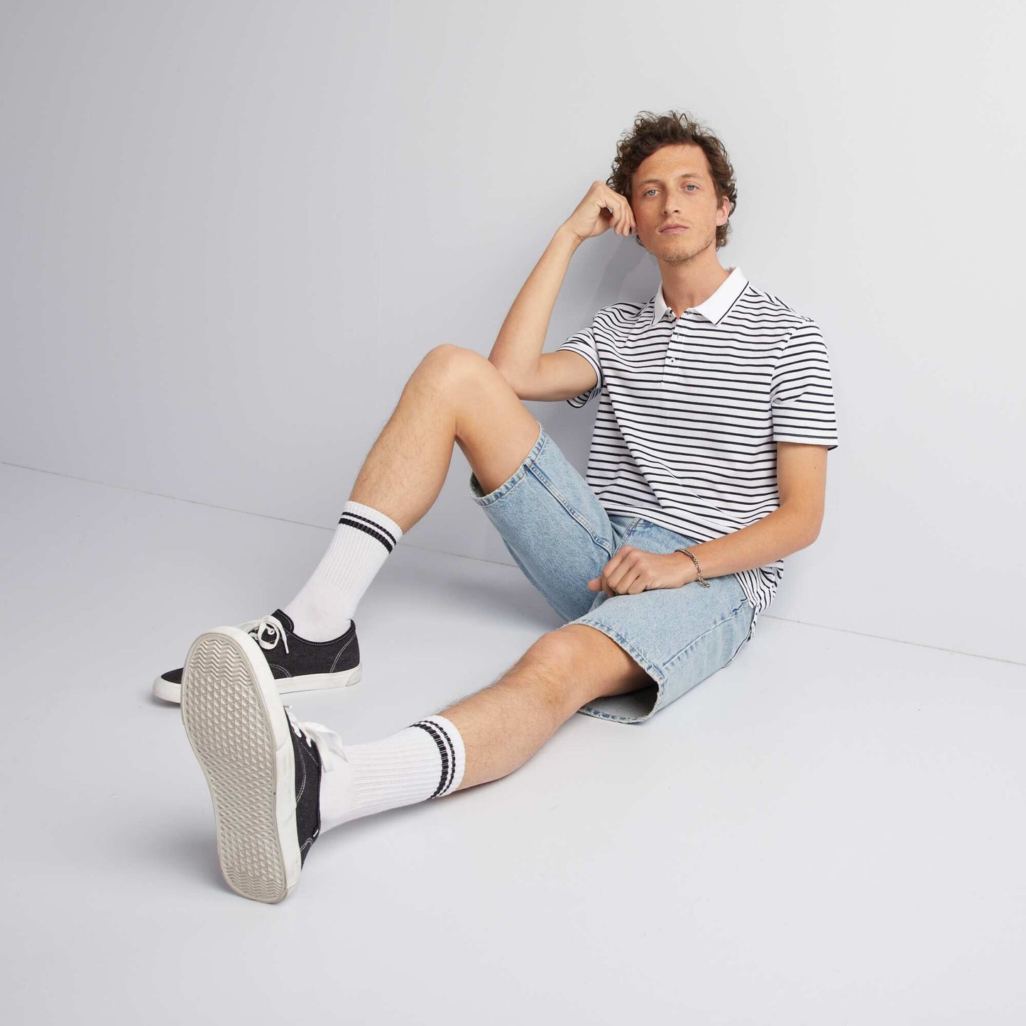 Polo ray en coton Blanc