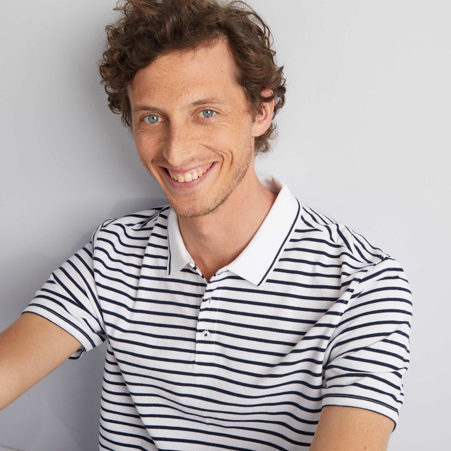 Polo ray en coton Blanc