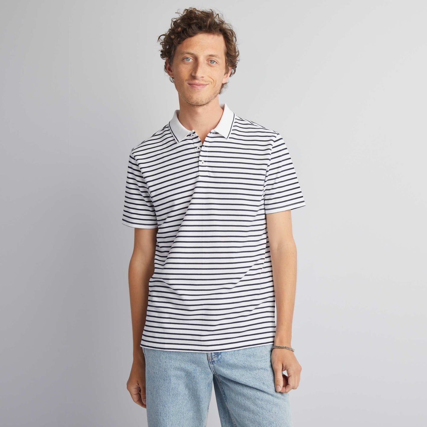 Polo ray en coton Blanc
