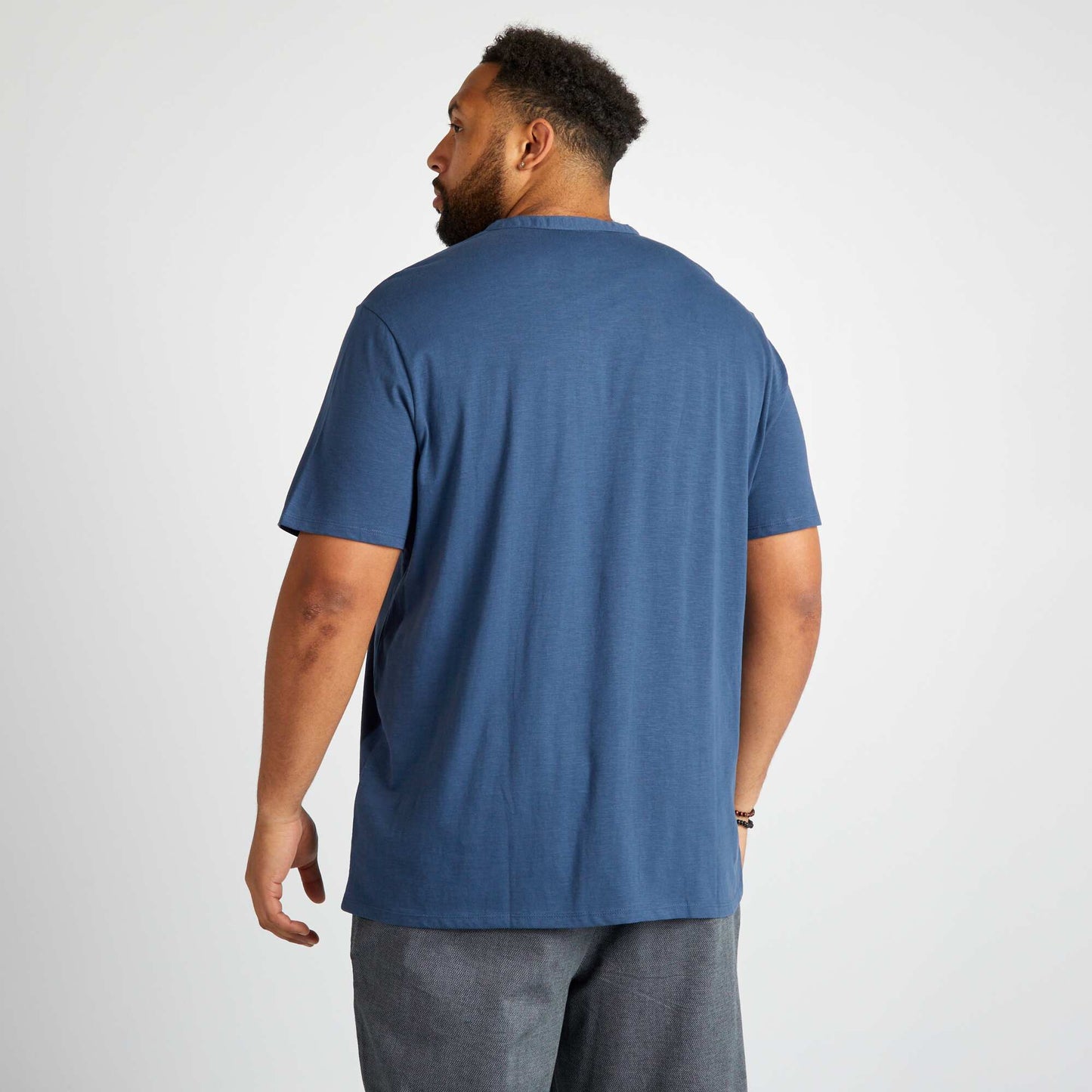 T-shirt en jersey col tunisien Bleu