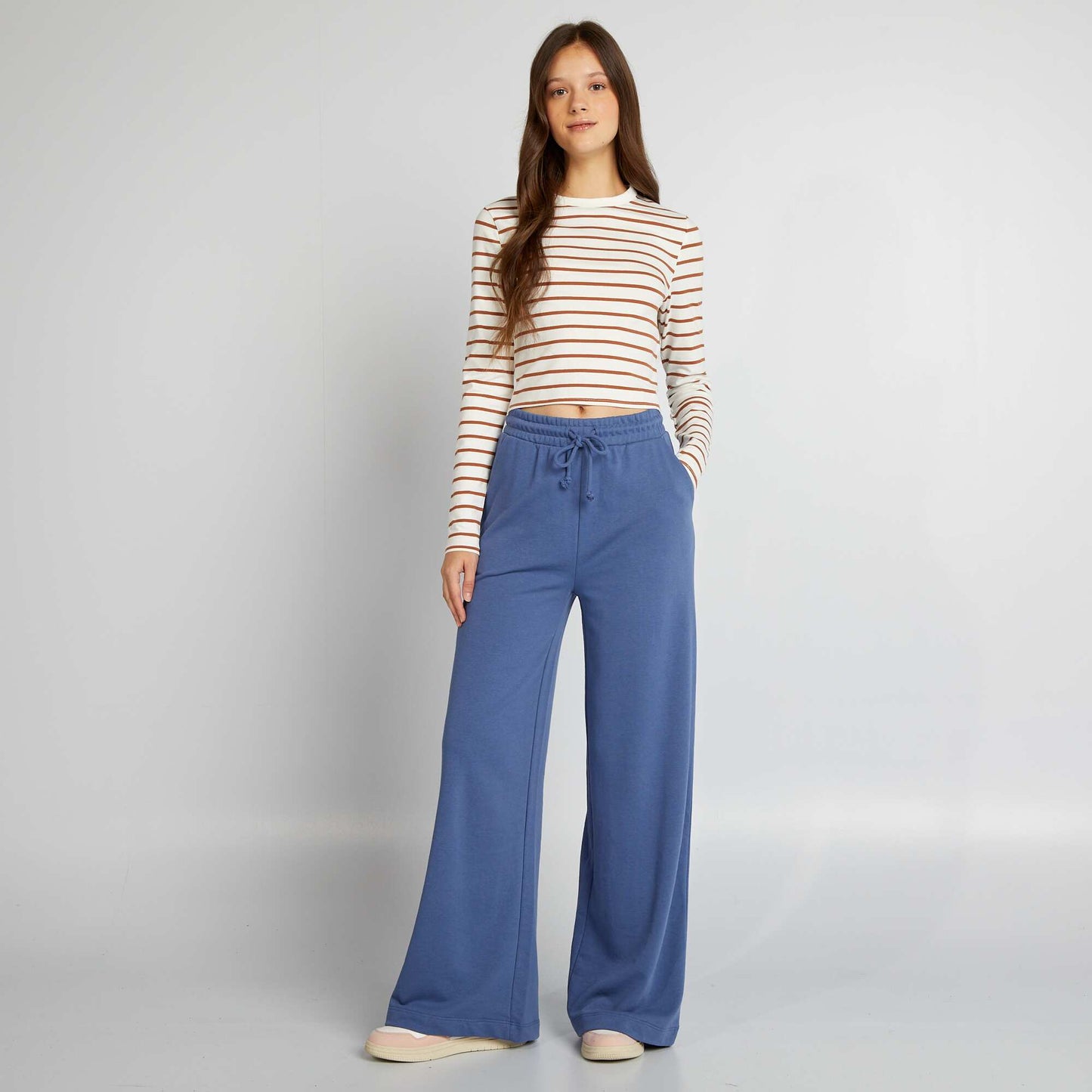 T-shirt manches longues Blanc/marron