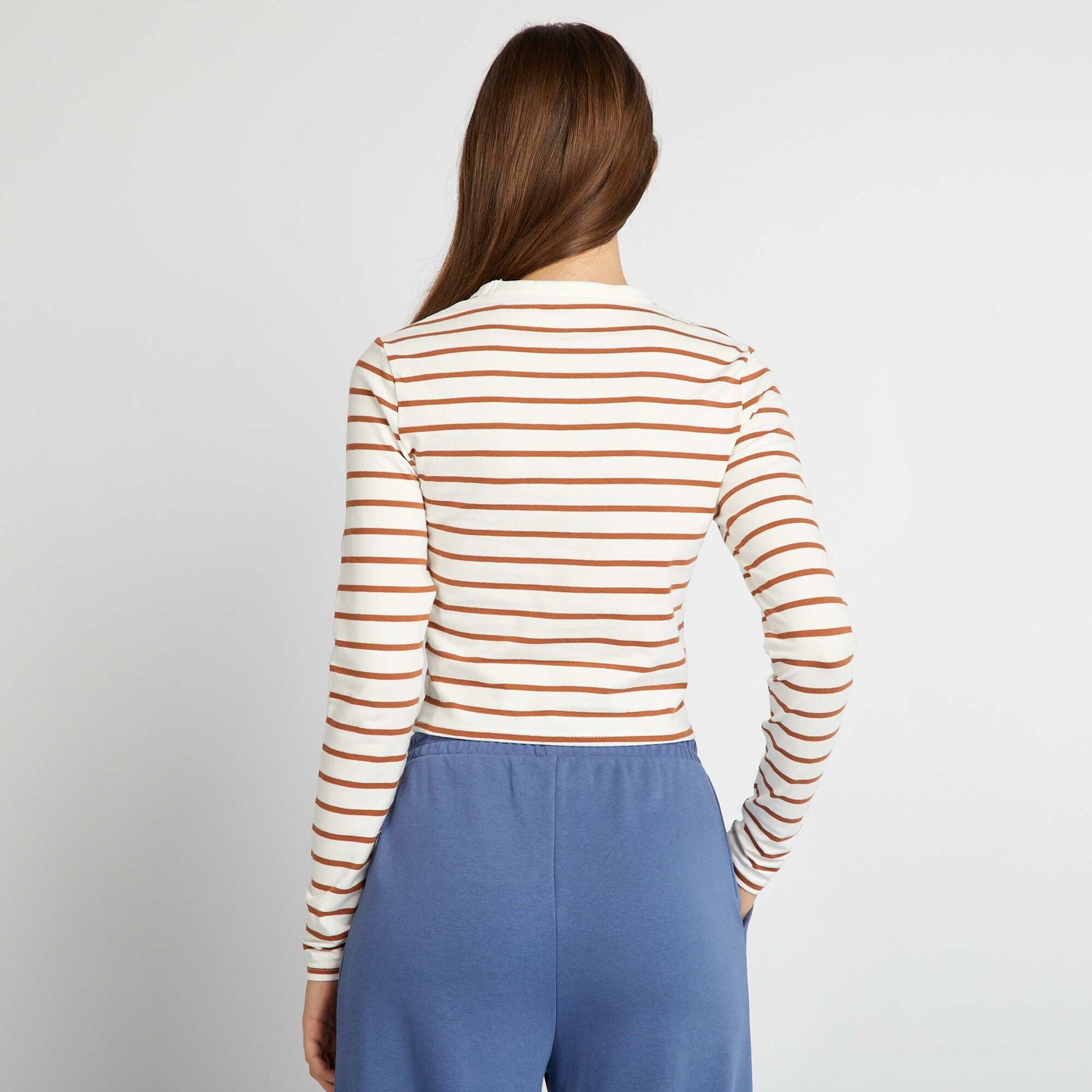 T-shirt manches longues Blanc/marron