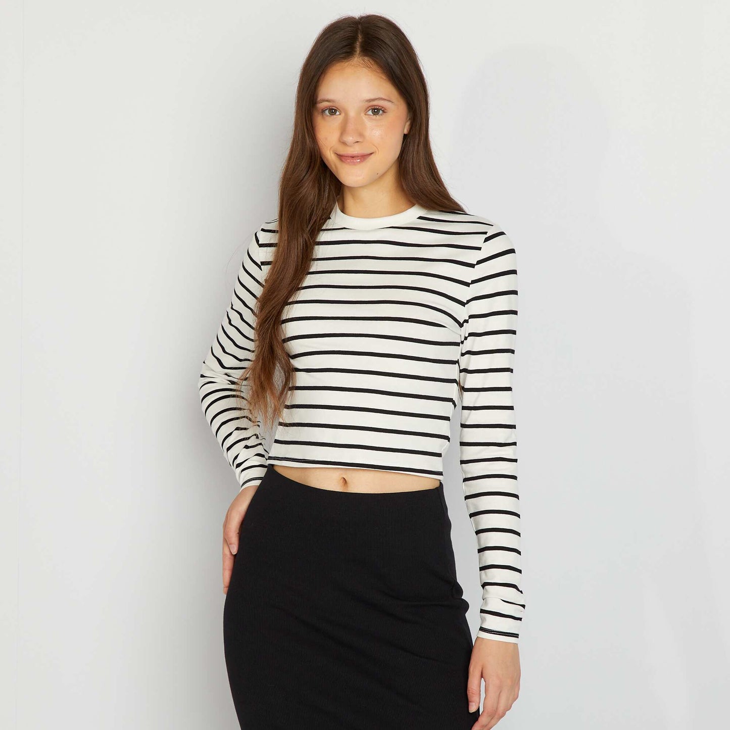 T-shirt manches longues Blanc/noir