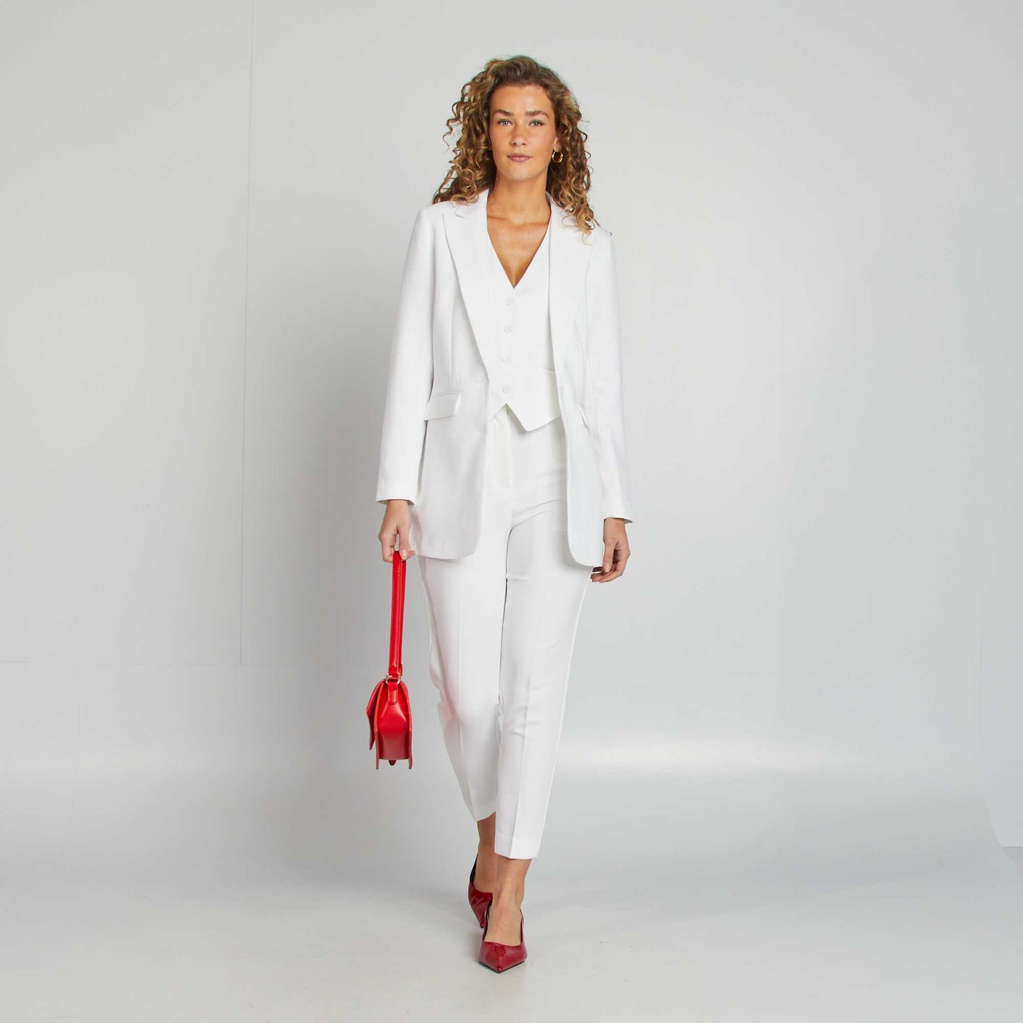Pantalon droit taille haute BLANC