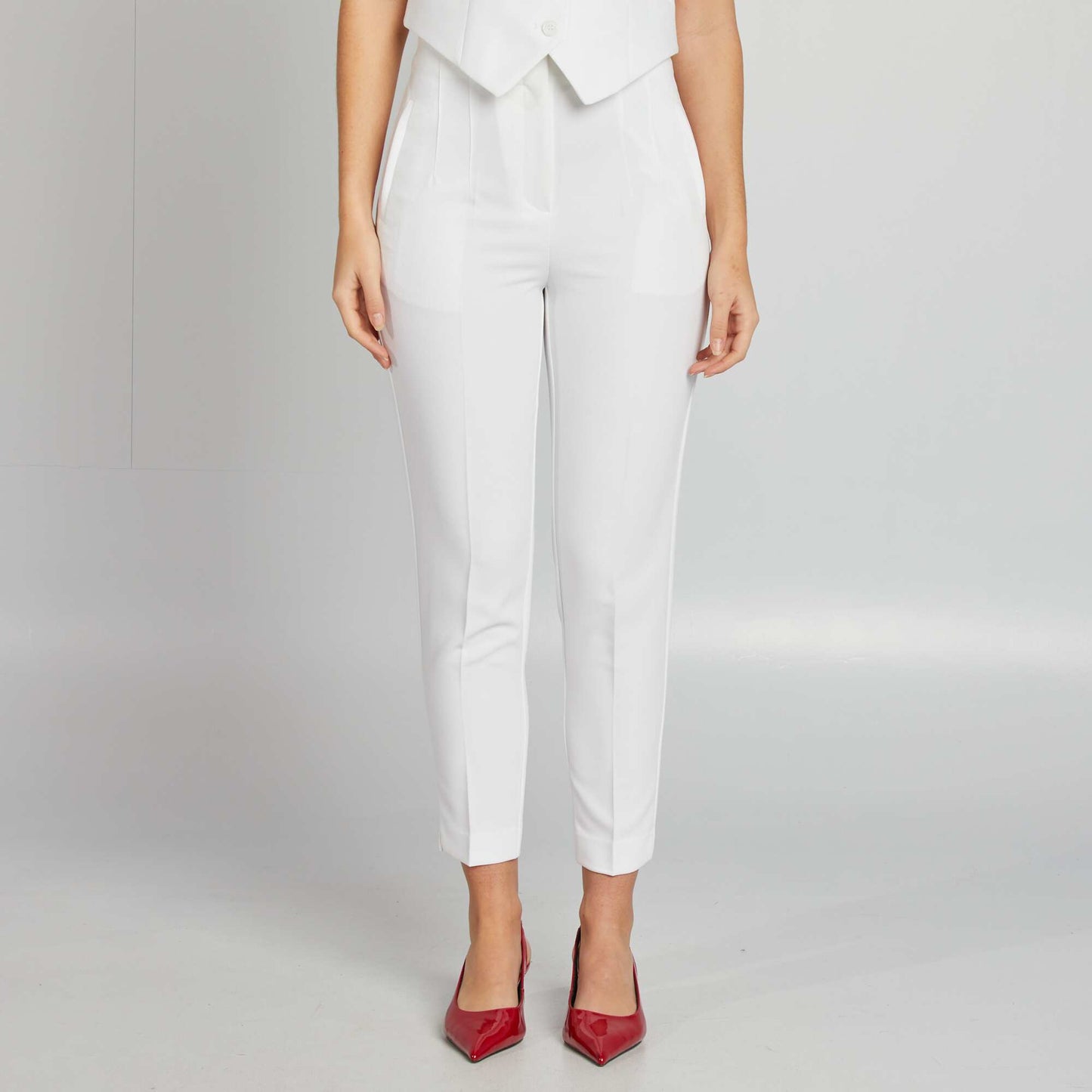 Pantalon droit taille haute BLANC