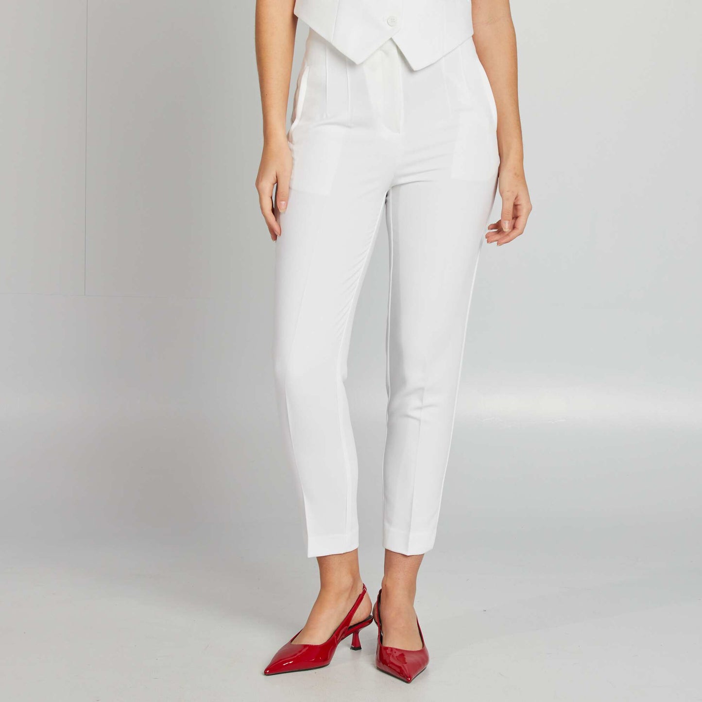 Pantalon droit taille haute BLANC