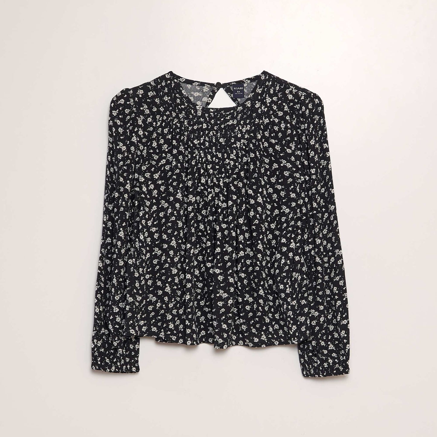 Blouse imprim manches longues Noir