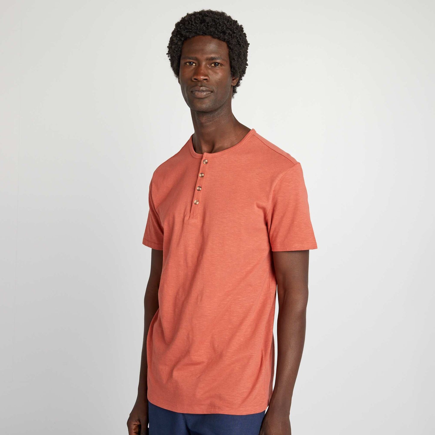 T-shirt en jersey col tunisien Rouge brique