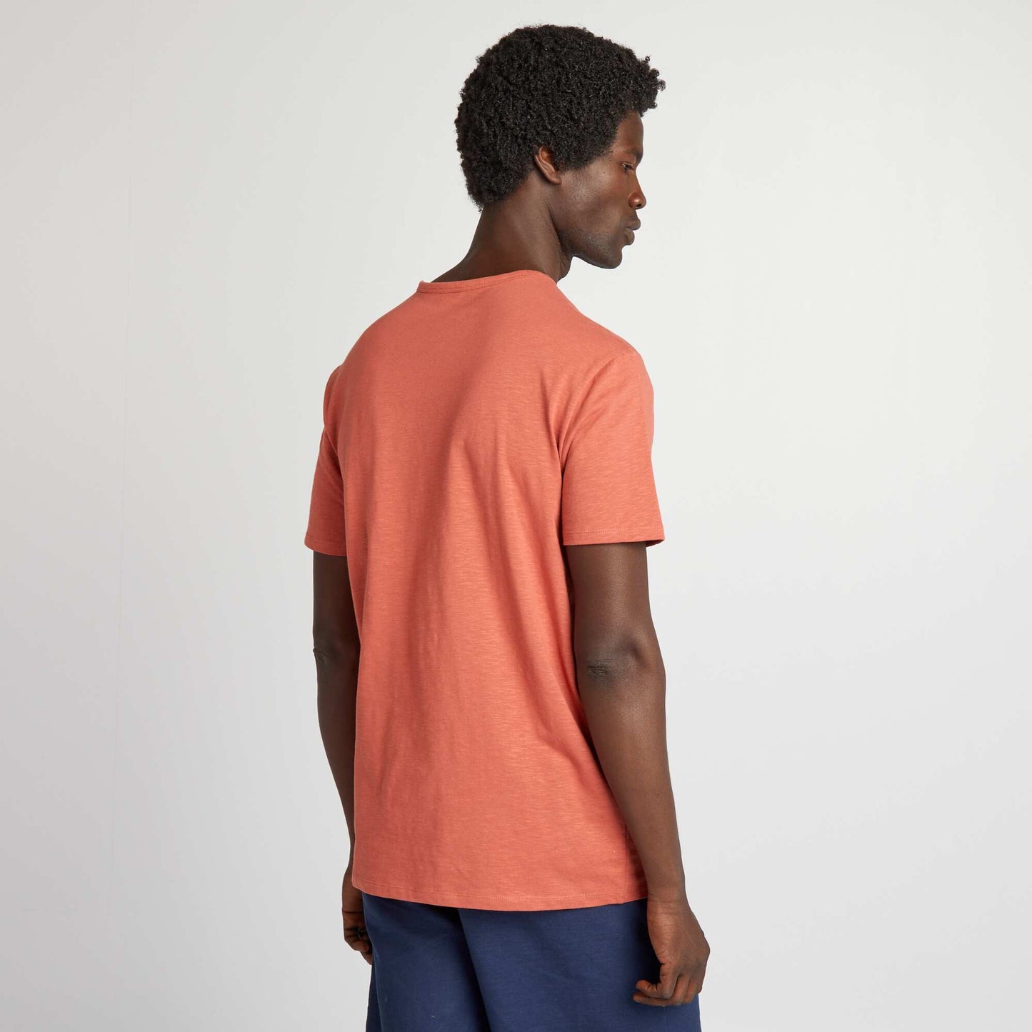 T-shirt en jersey col tunisien Rouge brique