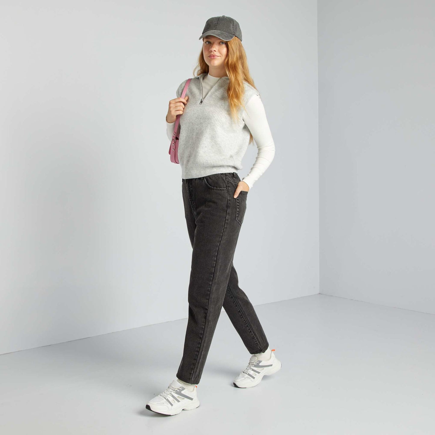 T-shirt côtelé à manches longues blanc