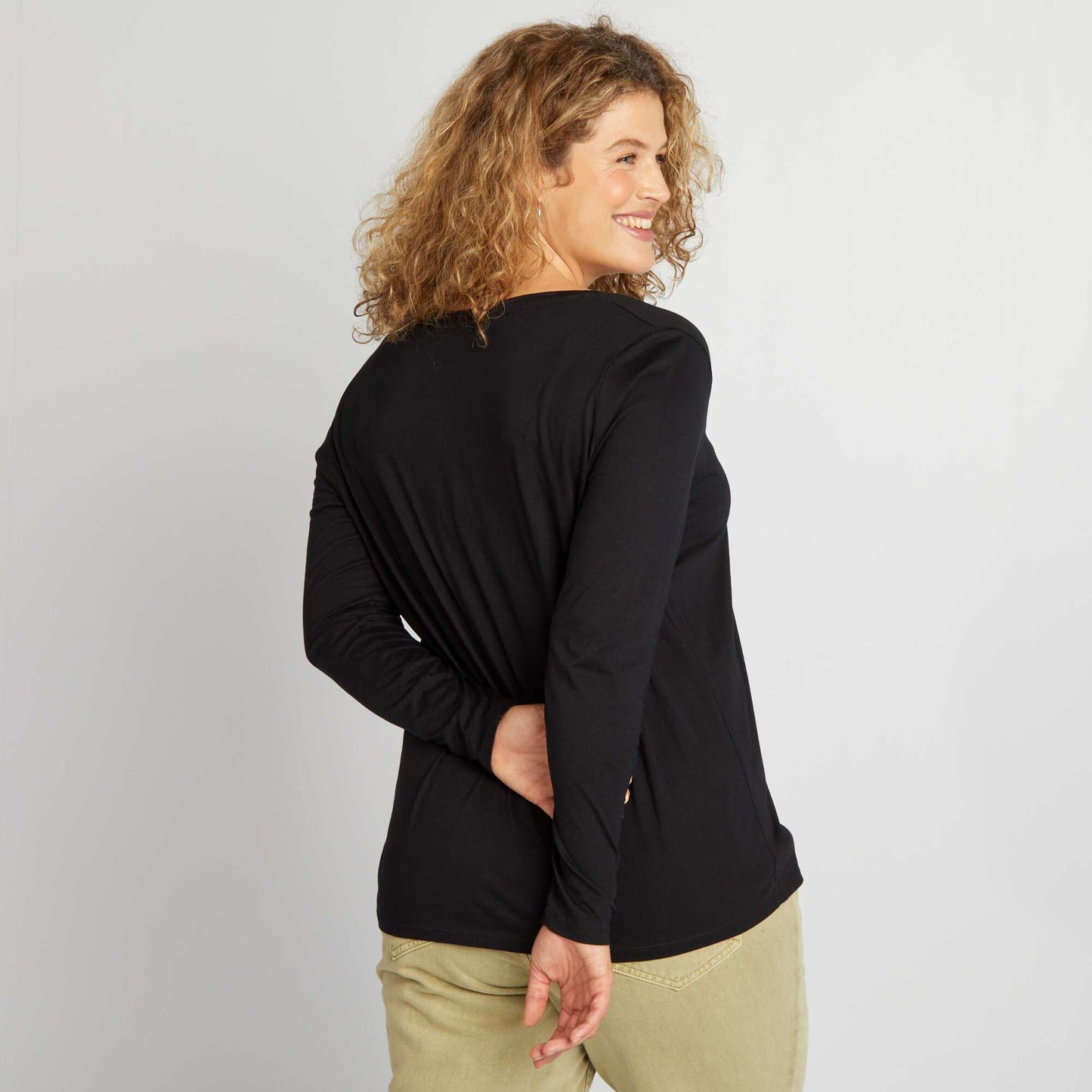 T-shirt uni manches longues noir