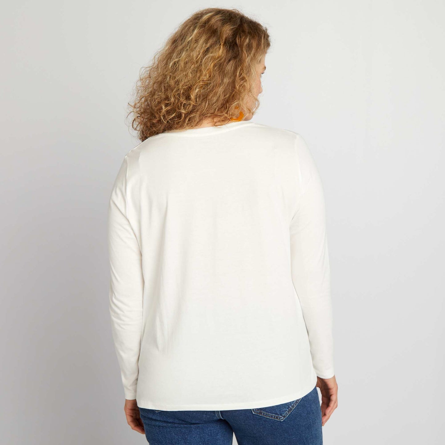 T-shirt uni manches longues blanc