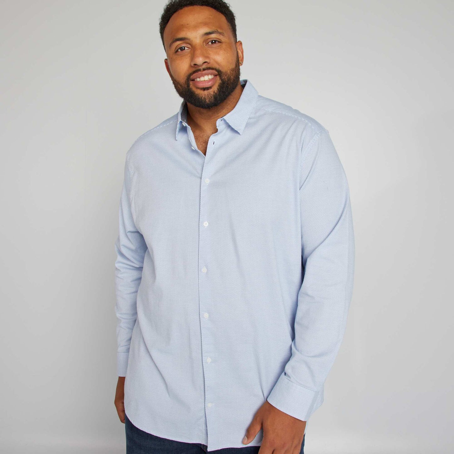 Chemise slim pois Bleu ciel pois