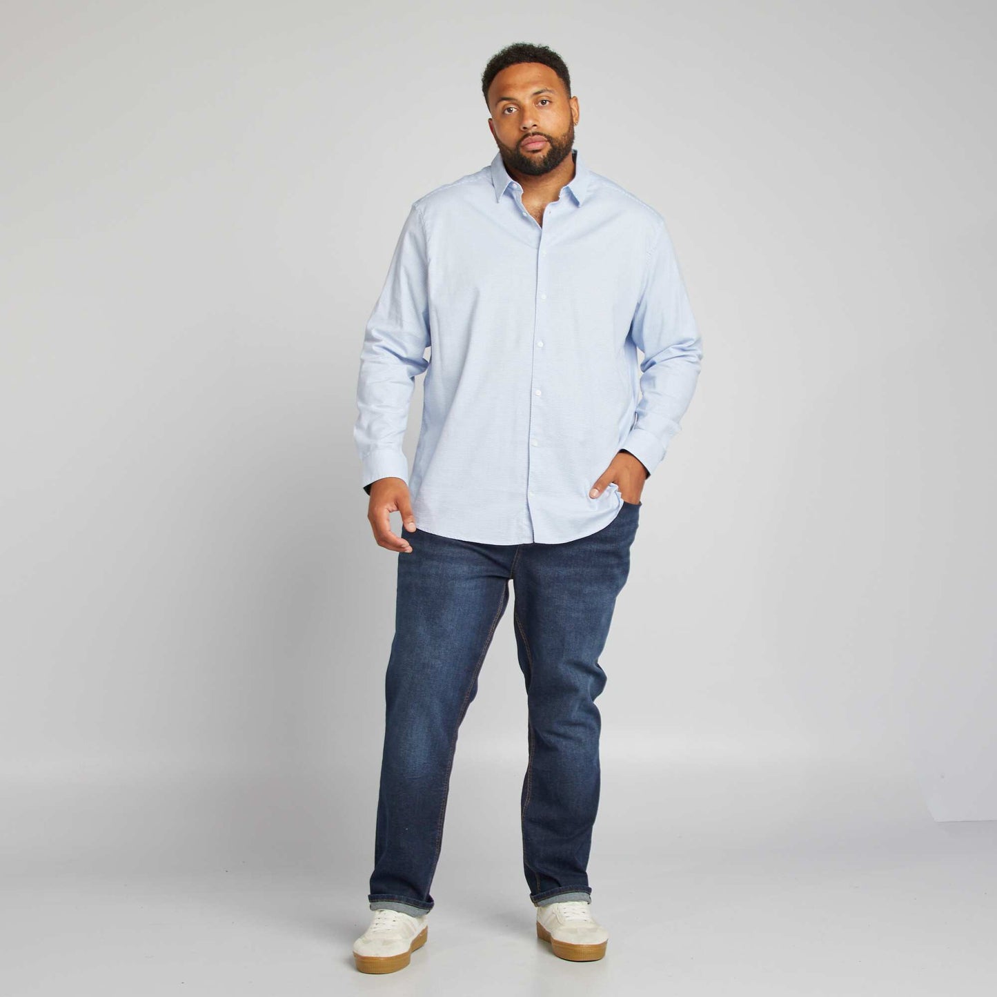 Chemise slim pois Bleu ciel pois