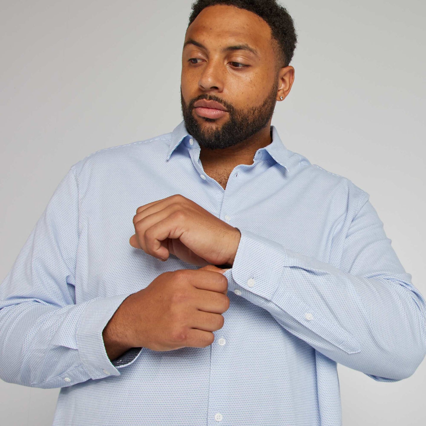 Chemise slim pois Bleu ciel pois