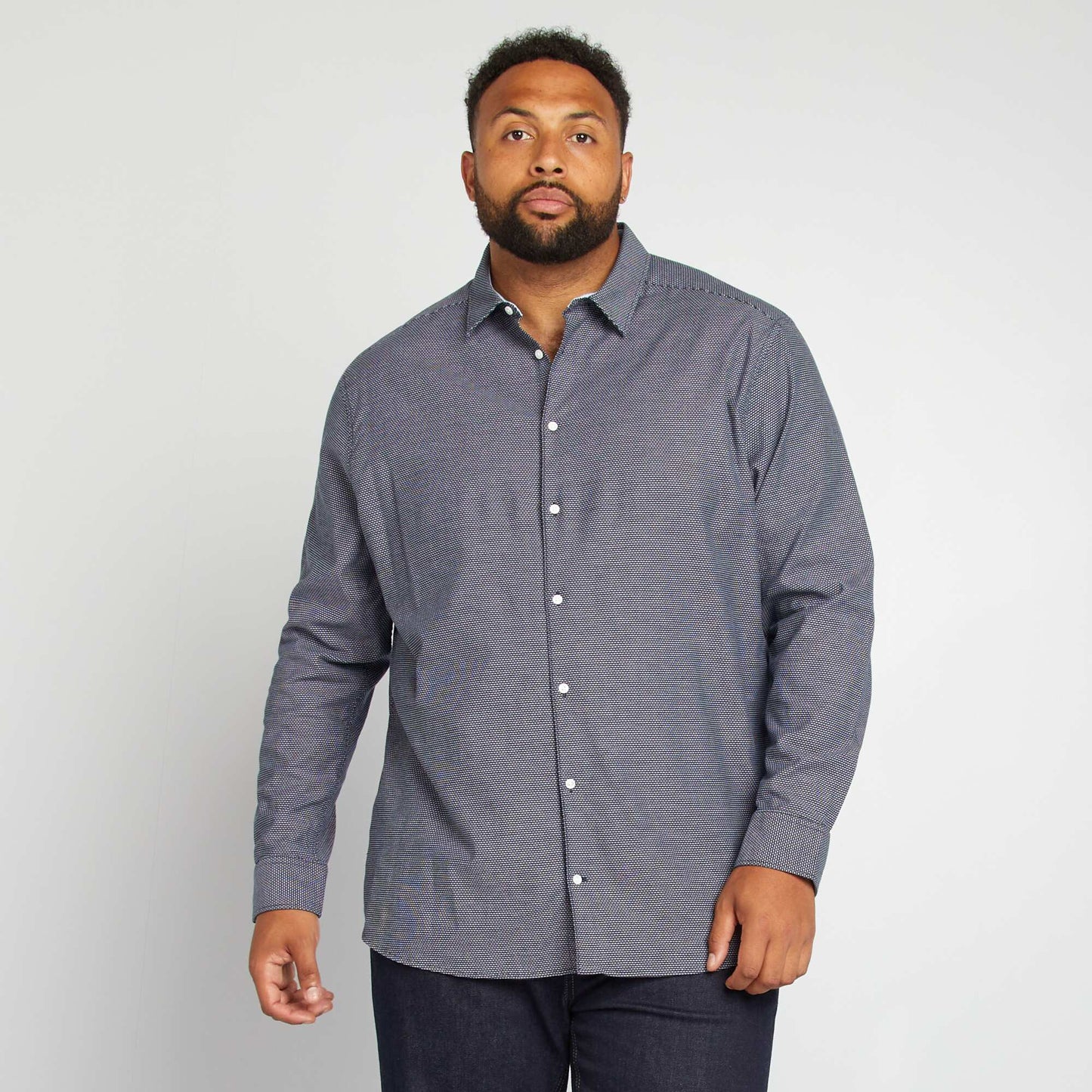 Chemise slim pois Bleu marine pois