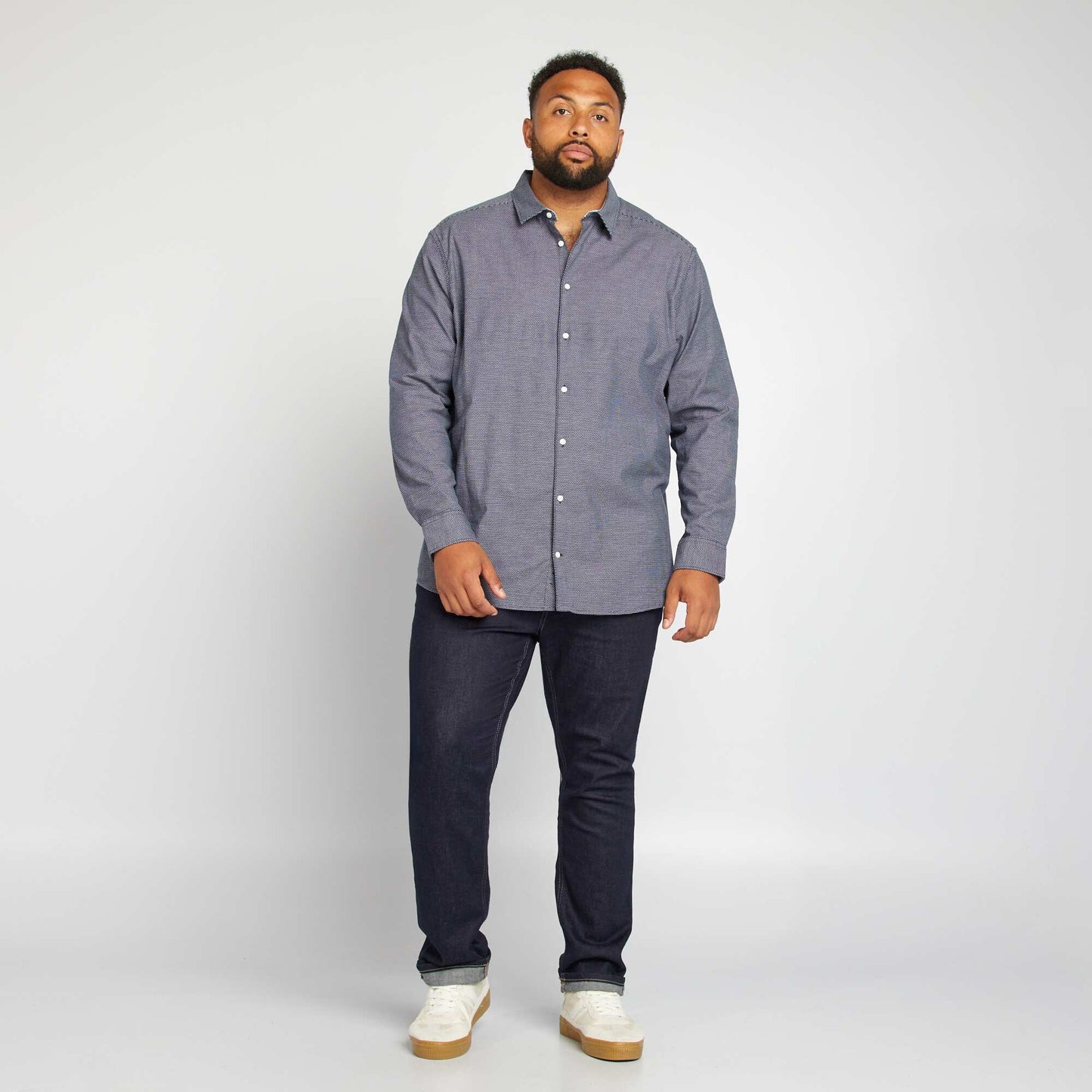 Chemise slim pois Bleu marine pois