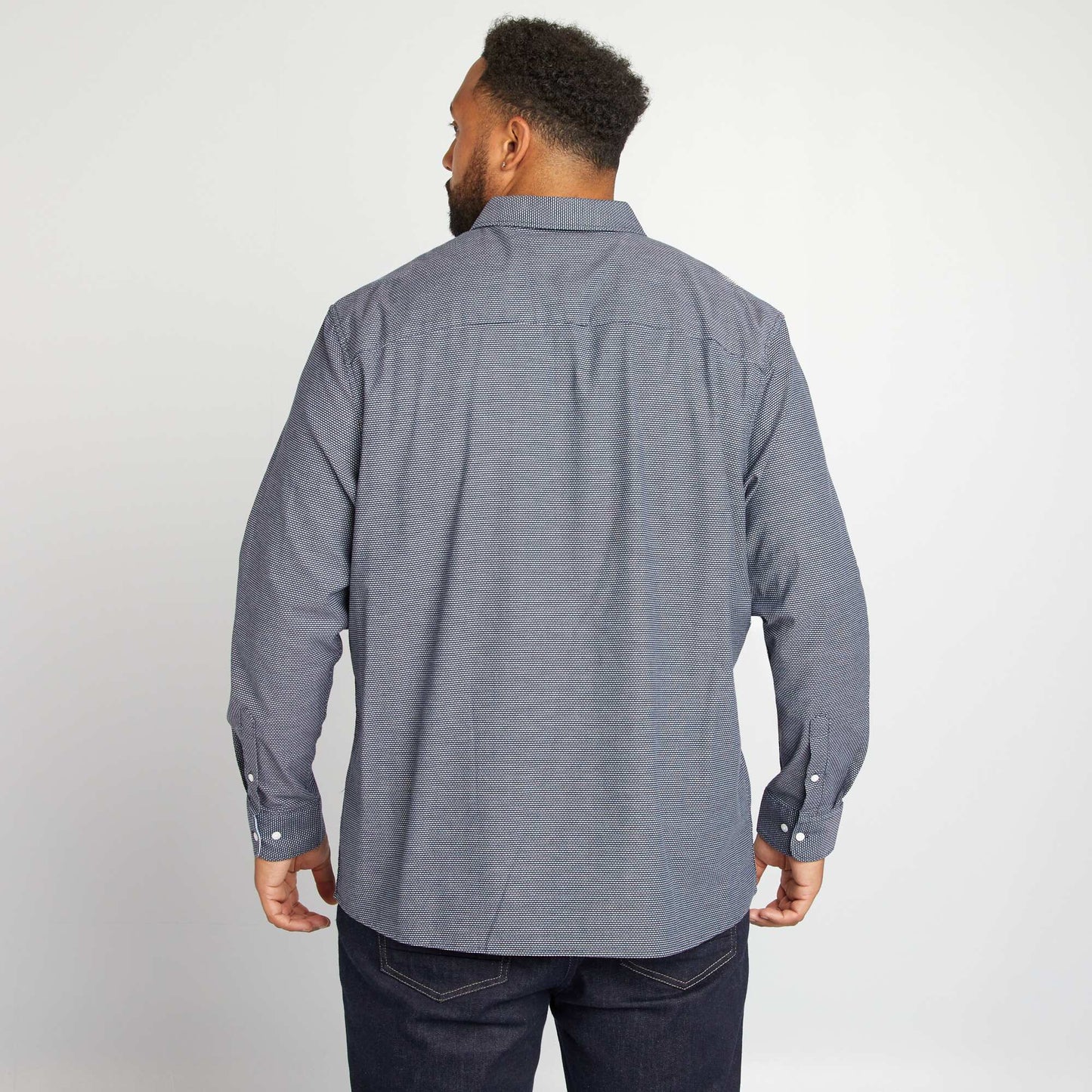 Chemise slim pois Bleu marine pois