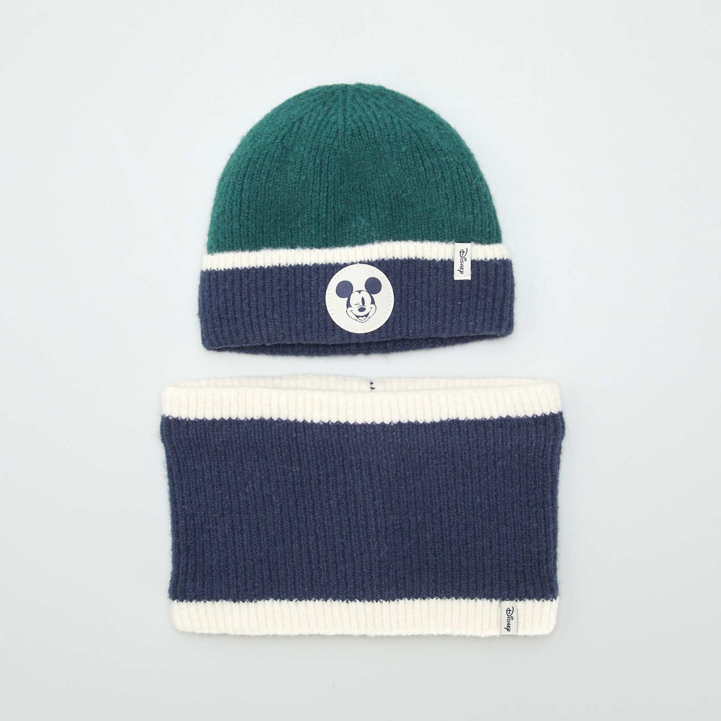 Bonnet + snood doubl s polaire 'Mickey' 'Disney' - 2 pi ces Bleu