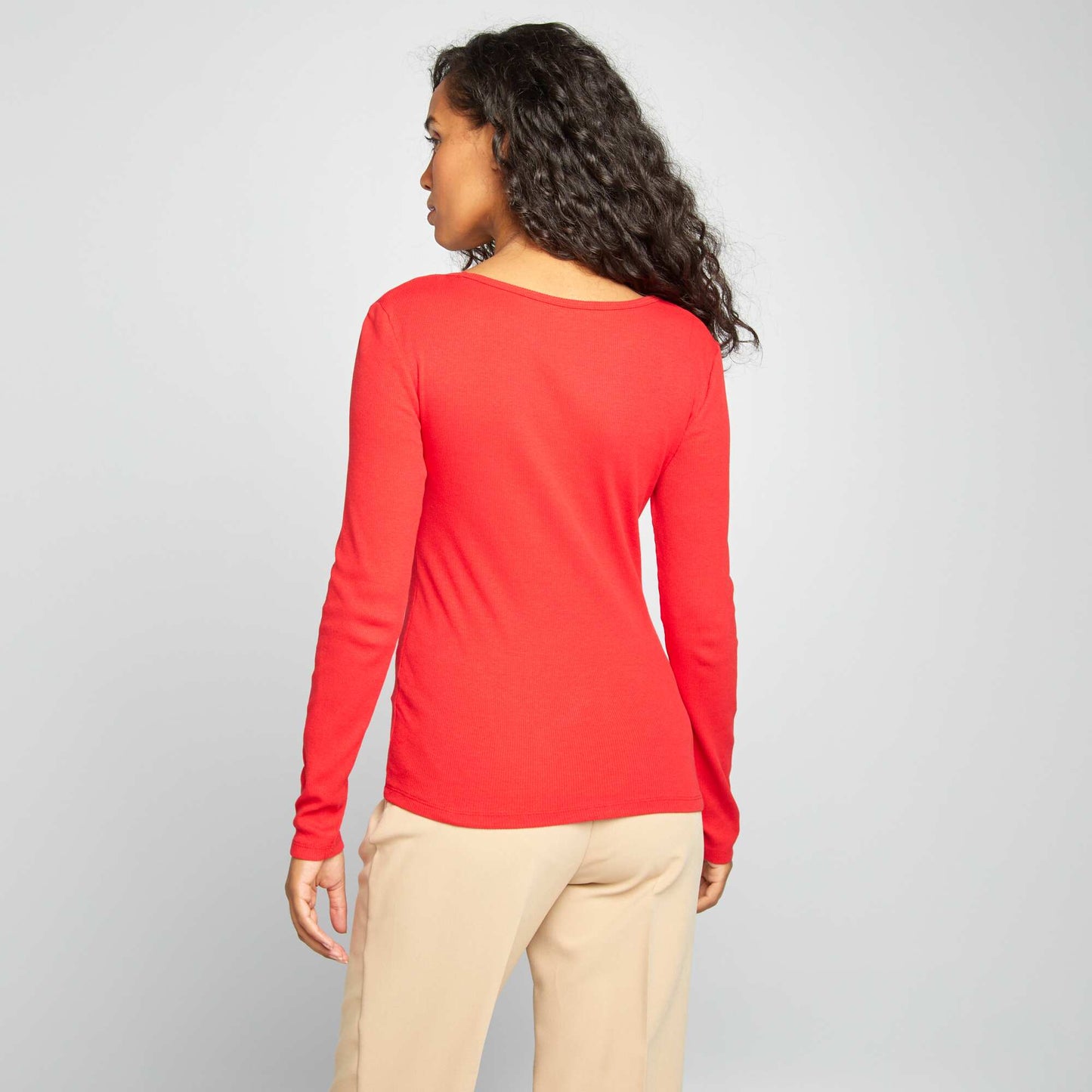 T-shirt c tel col rond Rouge